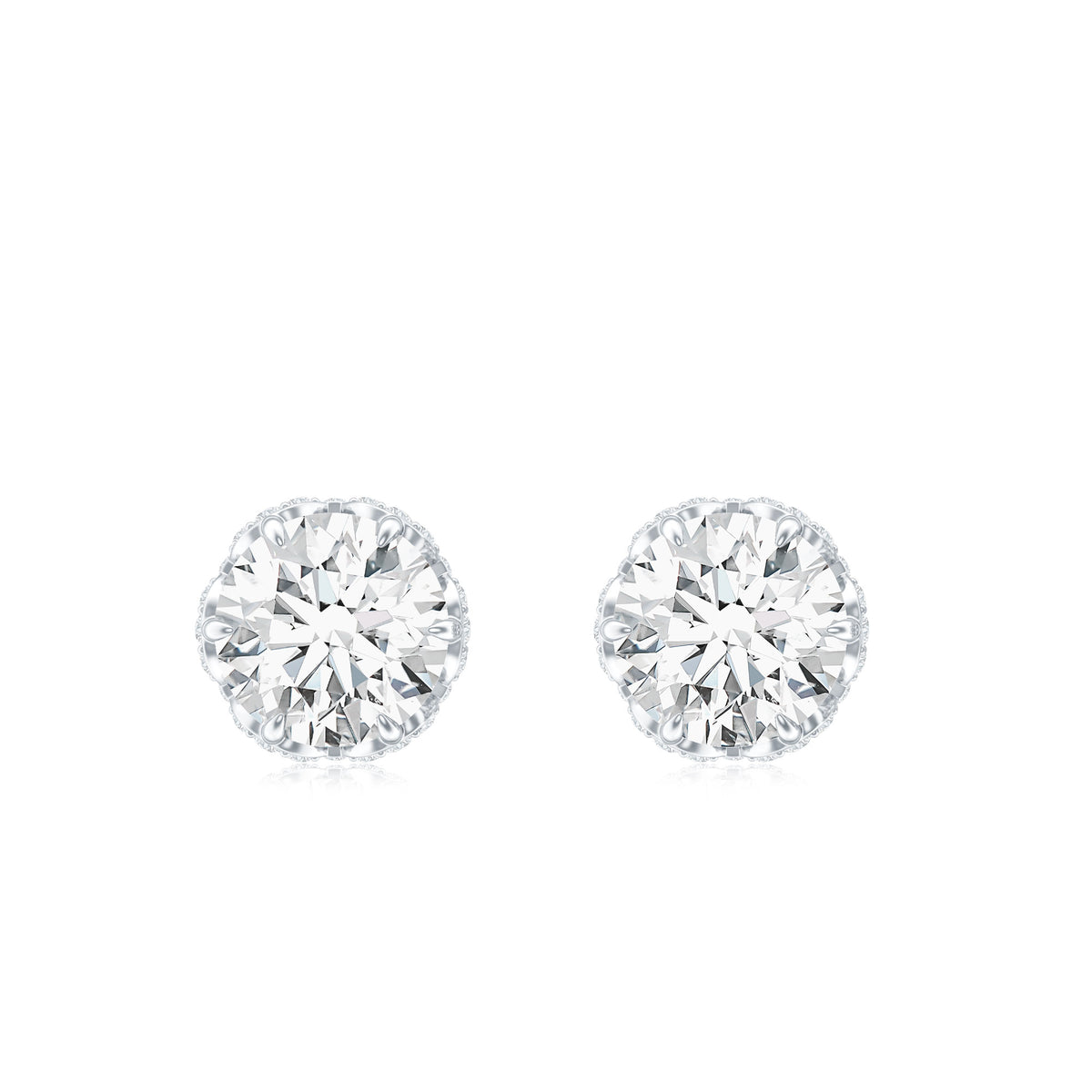 Designer 1 Carat Moissanite Stud Earrings with Screw Back D-VS1 - Rosec Jewels