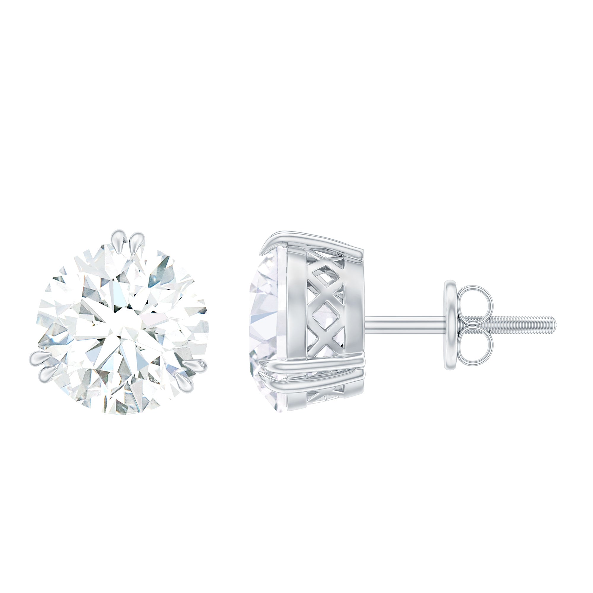 Certified 4 CT Moissanite Stud Earrings in 3 Double Claw Prong Setting