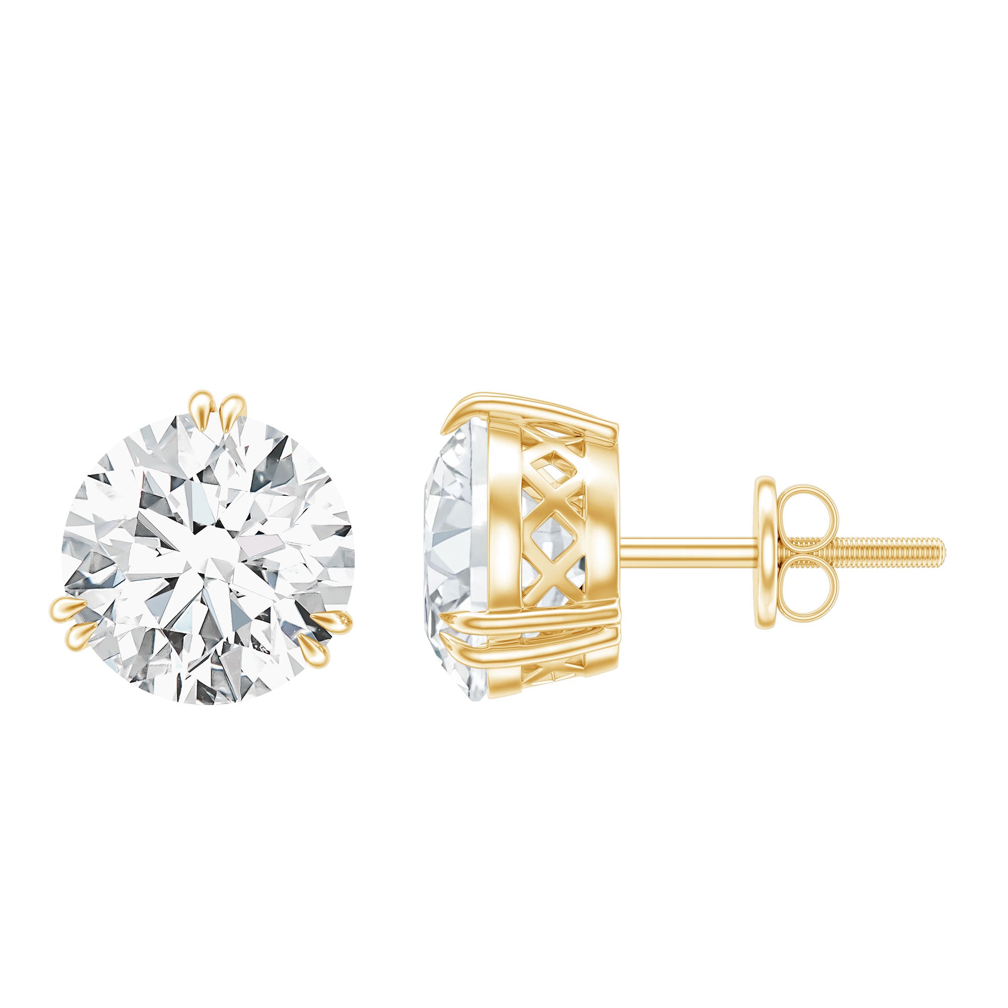 Certified 4 CT Moissanite Stud Earrings in 3 Double Claw Prong Setting D-VS1 - Rosec Jewels