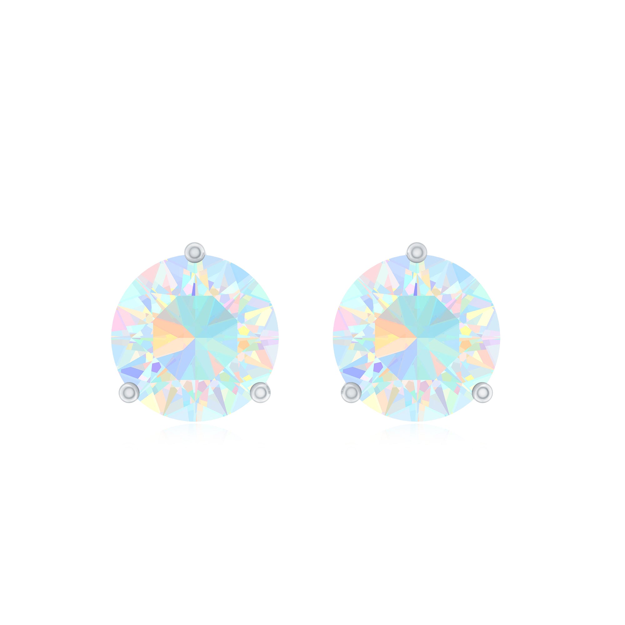 Minimalist Ethiopian Opal Solitaire Stud Earrings AAA - Rosec Jewels