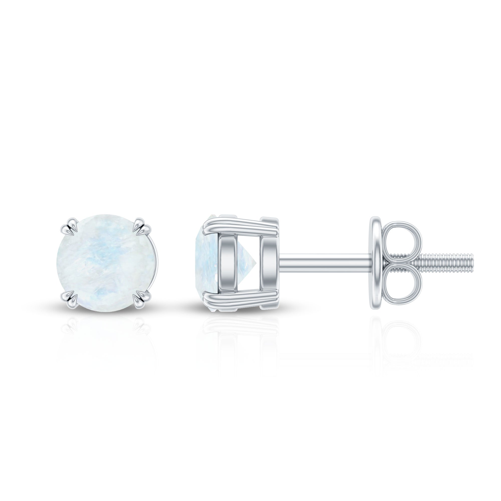 0.74 Carat Moonstone Solitaire Stud Earrings for Women AAA - Rosec Jewels