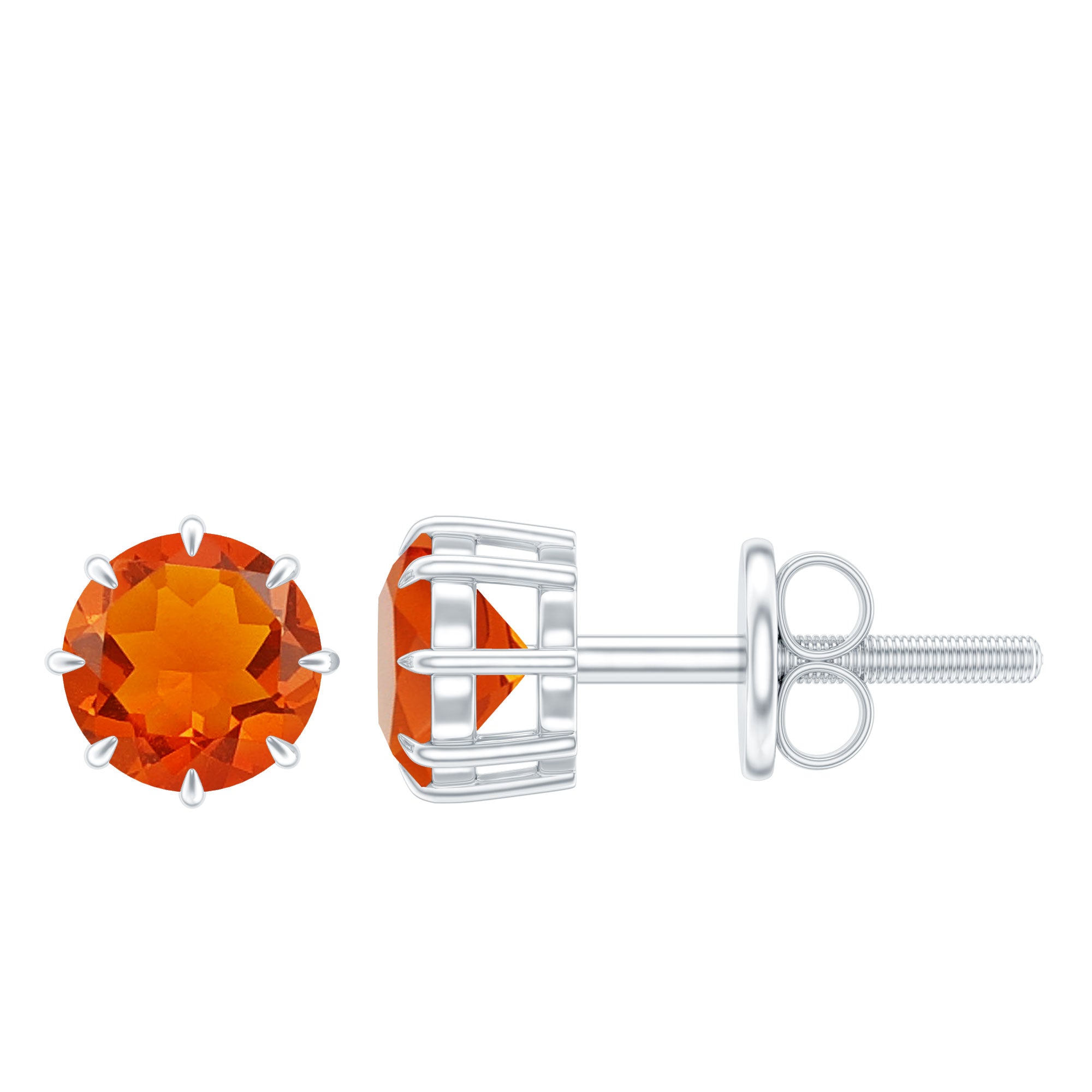 Natural Fire Opal Solitaire Stud Earrings for Women AAA - Rosec Jewels