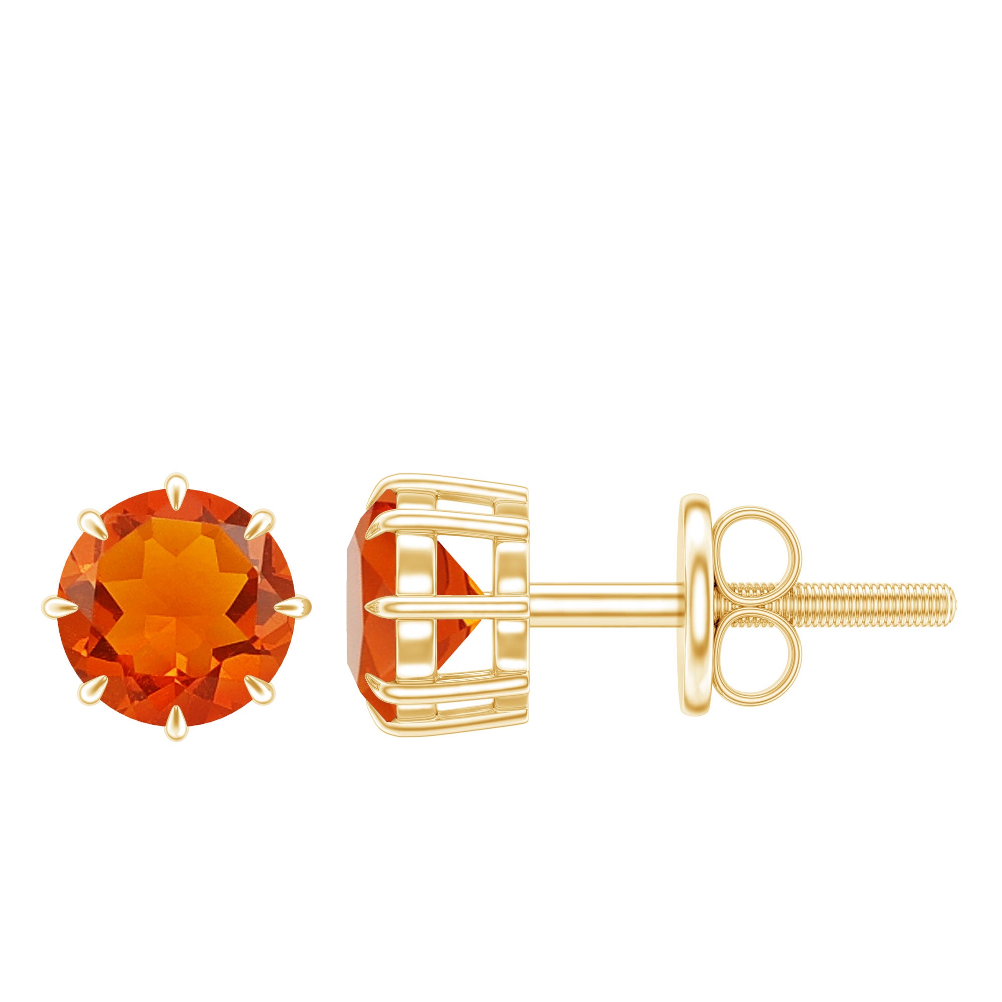 Natural Fire Opal Solitaire Stud Earrings for Women AAA - Rosec Jewels