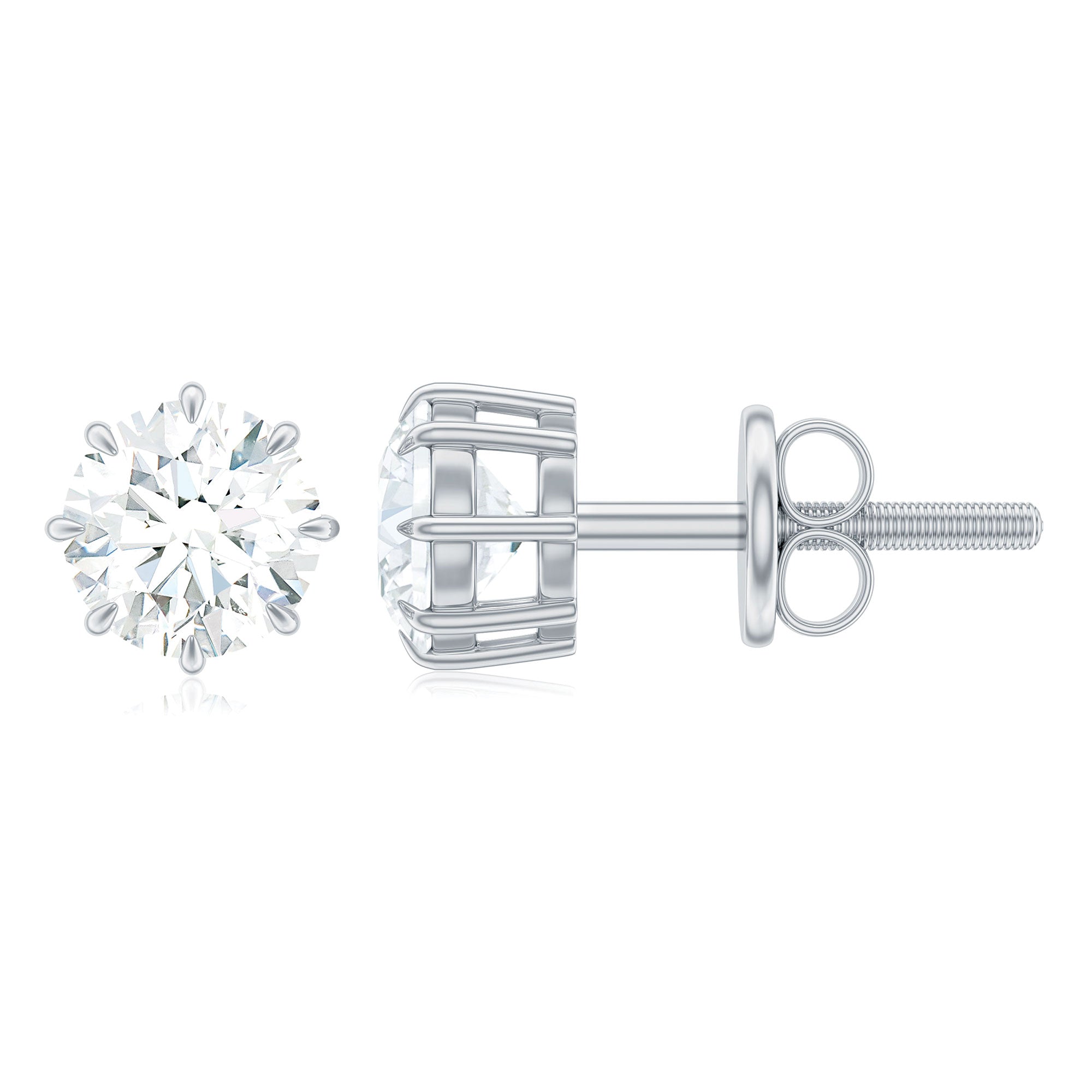 1 CT Certified Moissanite Solitaire Stud Earrings