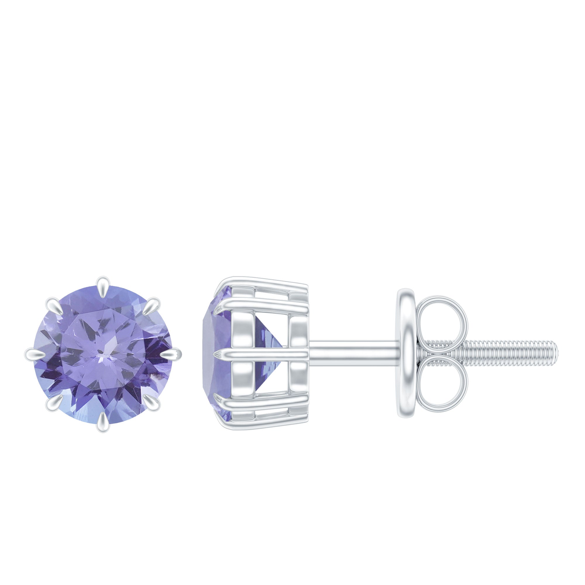 1 Carat Natural Tanzanite Round Stud Earrings for Women AAA - Rosec Jewels