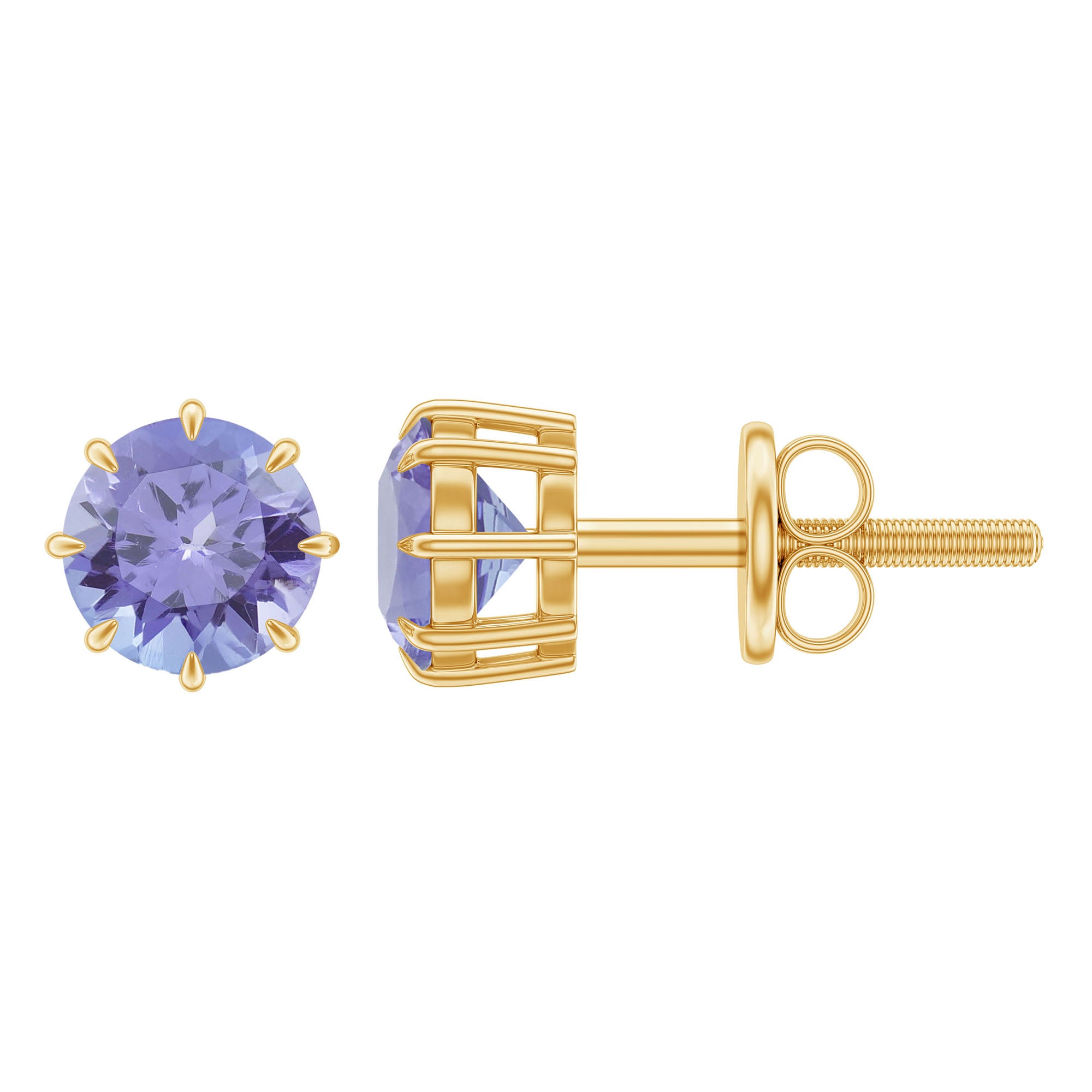 1 Carat Natural Tanzanite Round Stud Earrings for Women AAA - Rosec Jewels