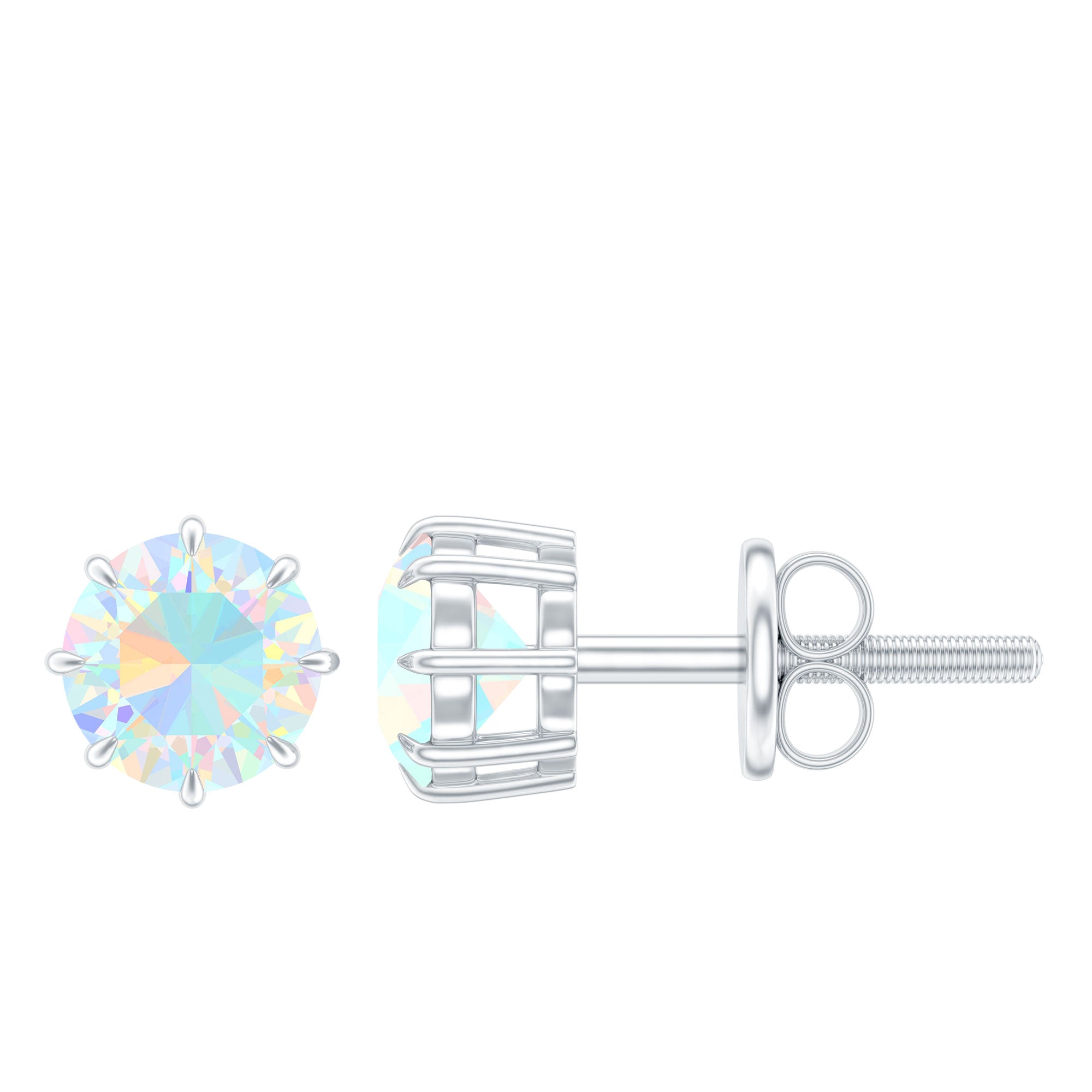 1 Carat Natural Ethiopian Opal Solitaire Stud Earrings AAA - Rosec Jewels