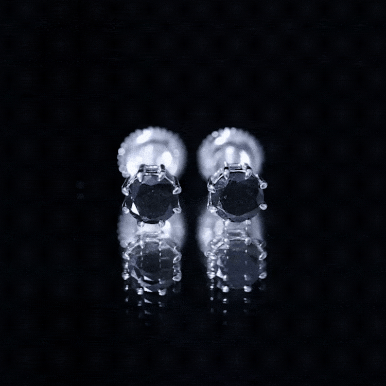 Solitaire 1.6 Carat Lab Created Black Diamond Stud Earrings AAAA ( Synthetic ) - Rosec Jewels