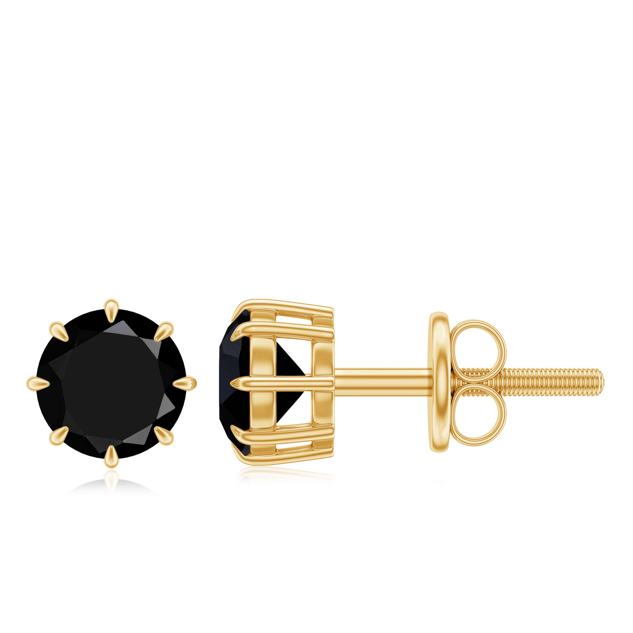 Solitaire 5MM Lab Created Black Diamond Stud Earrings AAAA ( Synthetic ) - Rosec Jewels