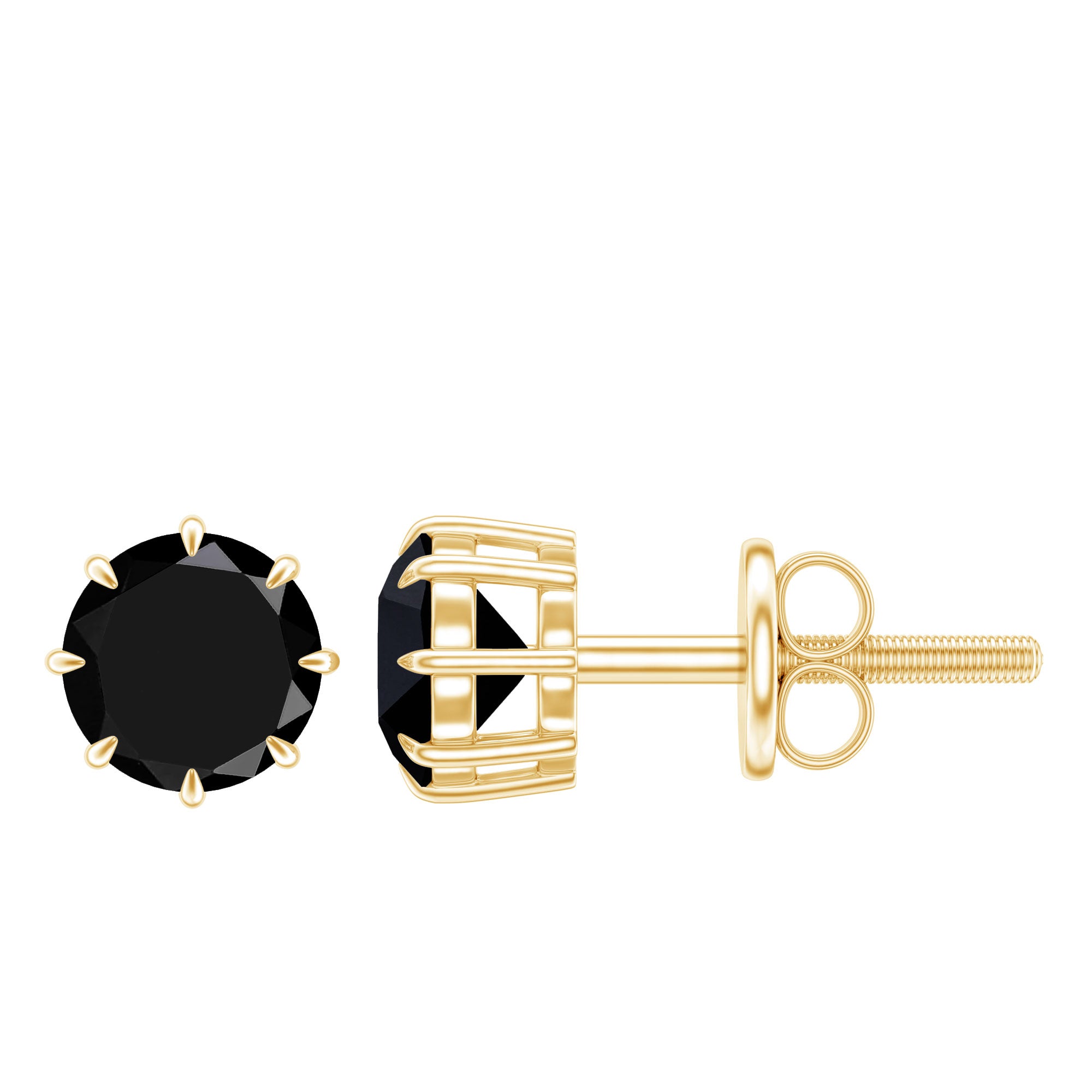 Solitaire 1.6 Carat Lab Created Black Diamond Stud Earrings AAAA ( Synthetic ) - Rosec Jewels