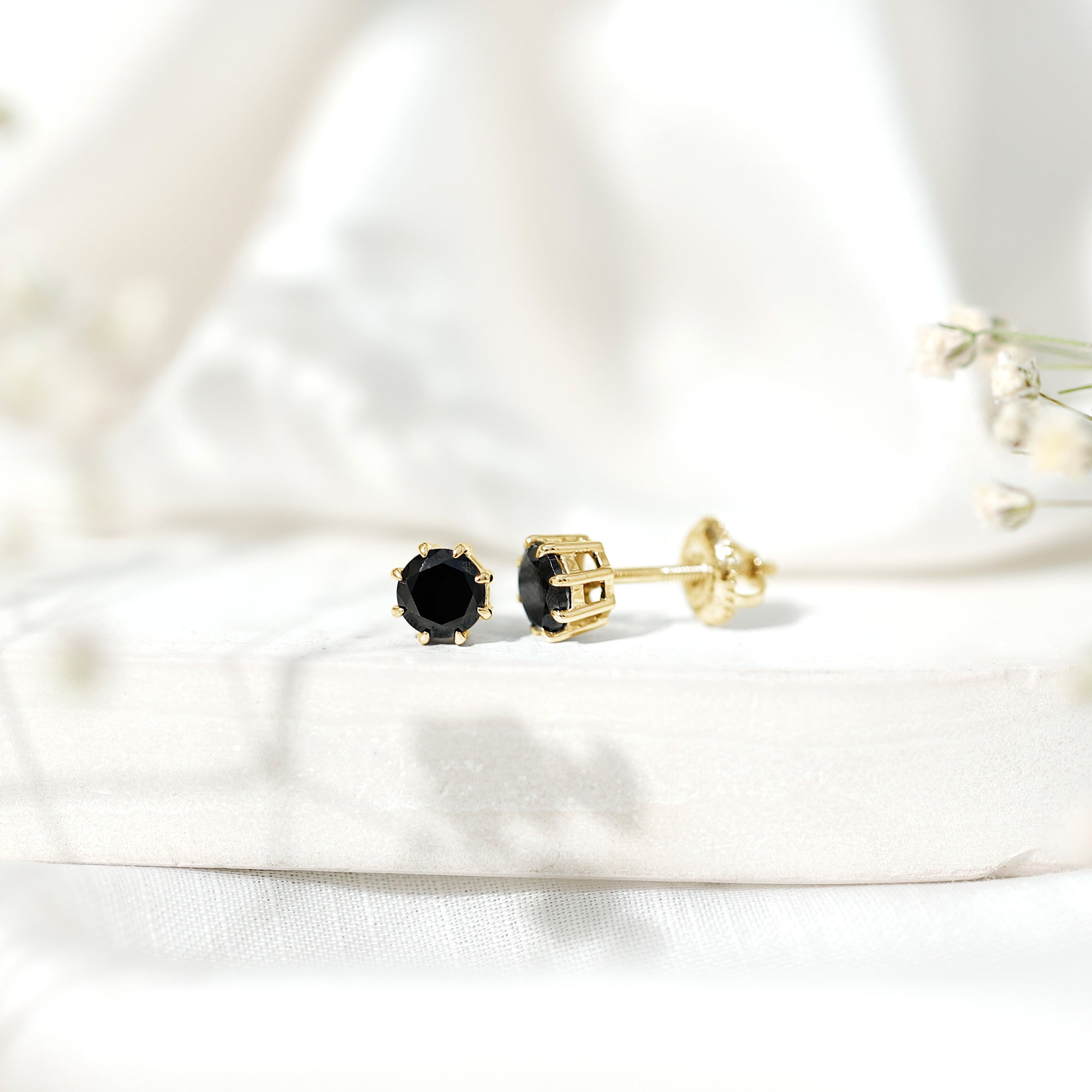 Solitaire 1.6 Carat Lab Created Black Diamond Stud Earrings AAAA ( Synthetic ) - Rosec Jewels