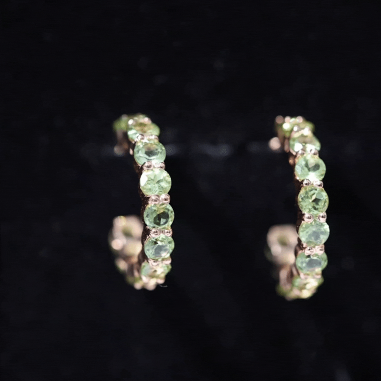 Natural 3.84 Carat Round Shape Peridot Hoop Earrings For Women AAA - Rosec Jewels