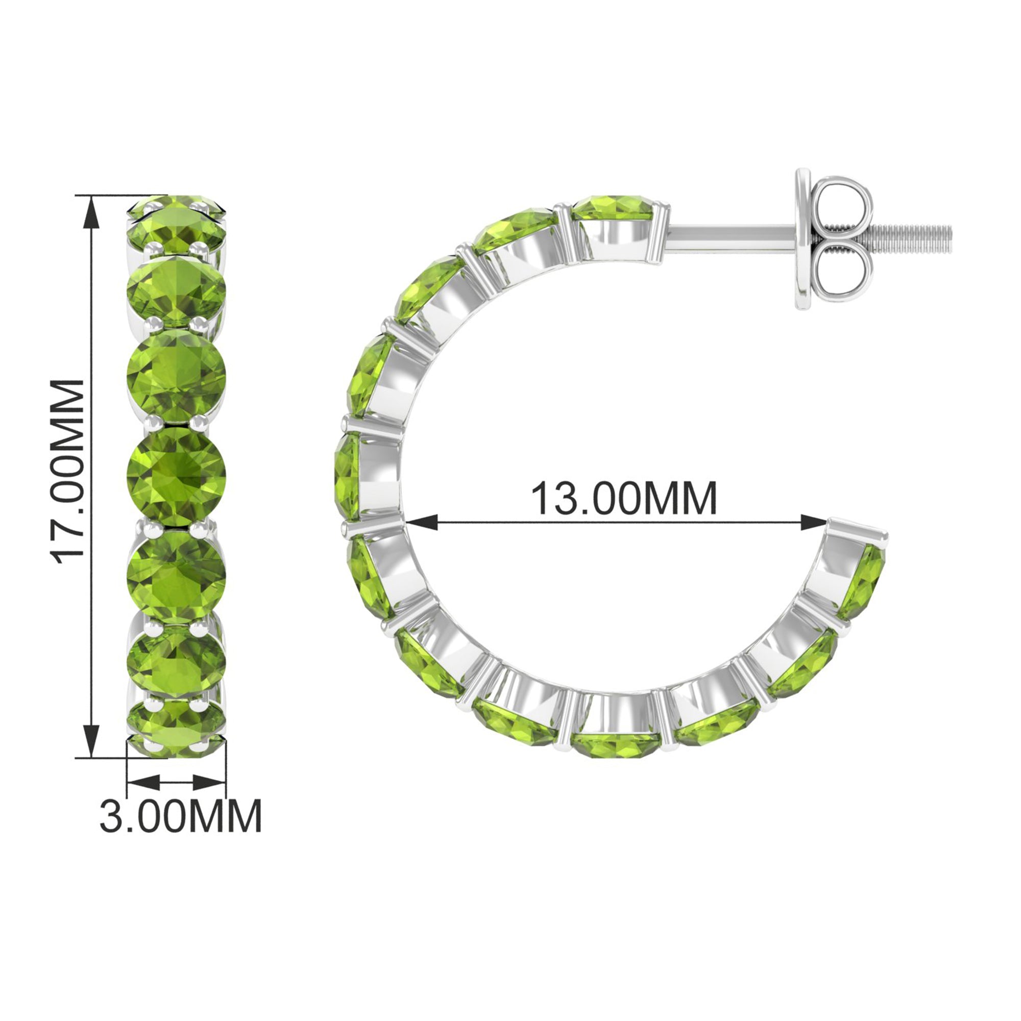 Natural 3.84 Carat Round Shape Peridot Hoop Earrings For Women AAA - Rosec Jewels
