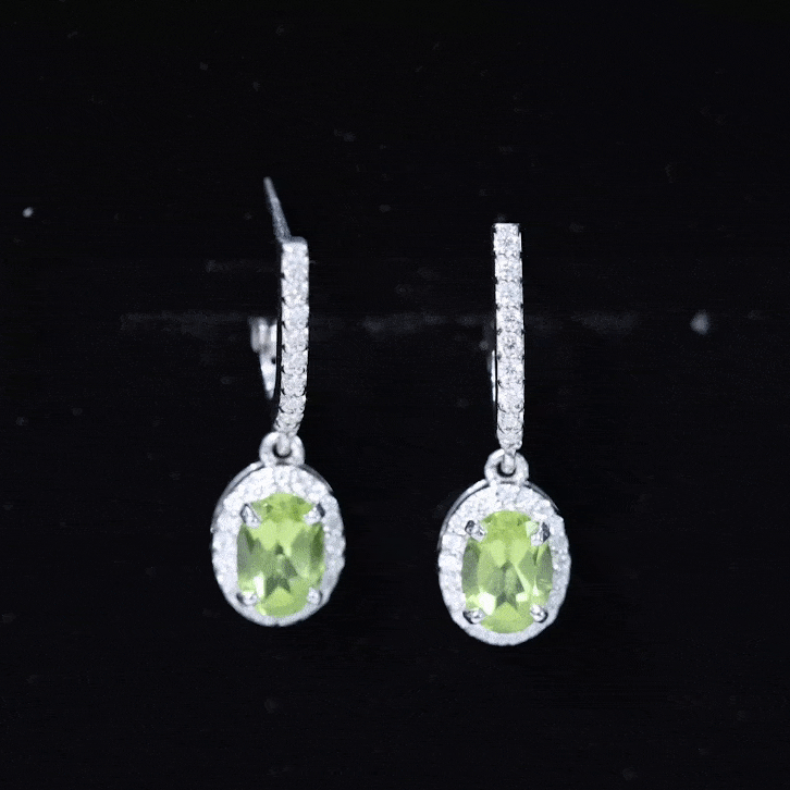 2 Carat Claw Set Peridot and Moissanite Drop Hoop Earrings AAA - Rosec Jewels