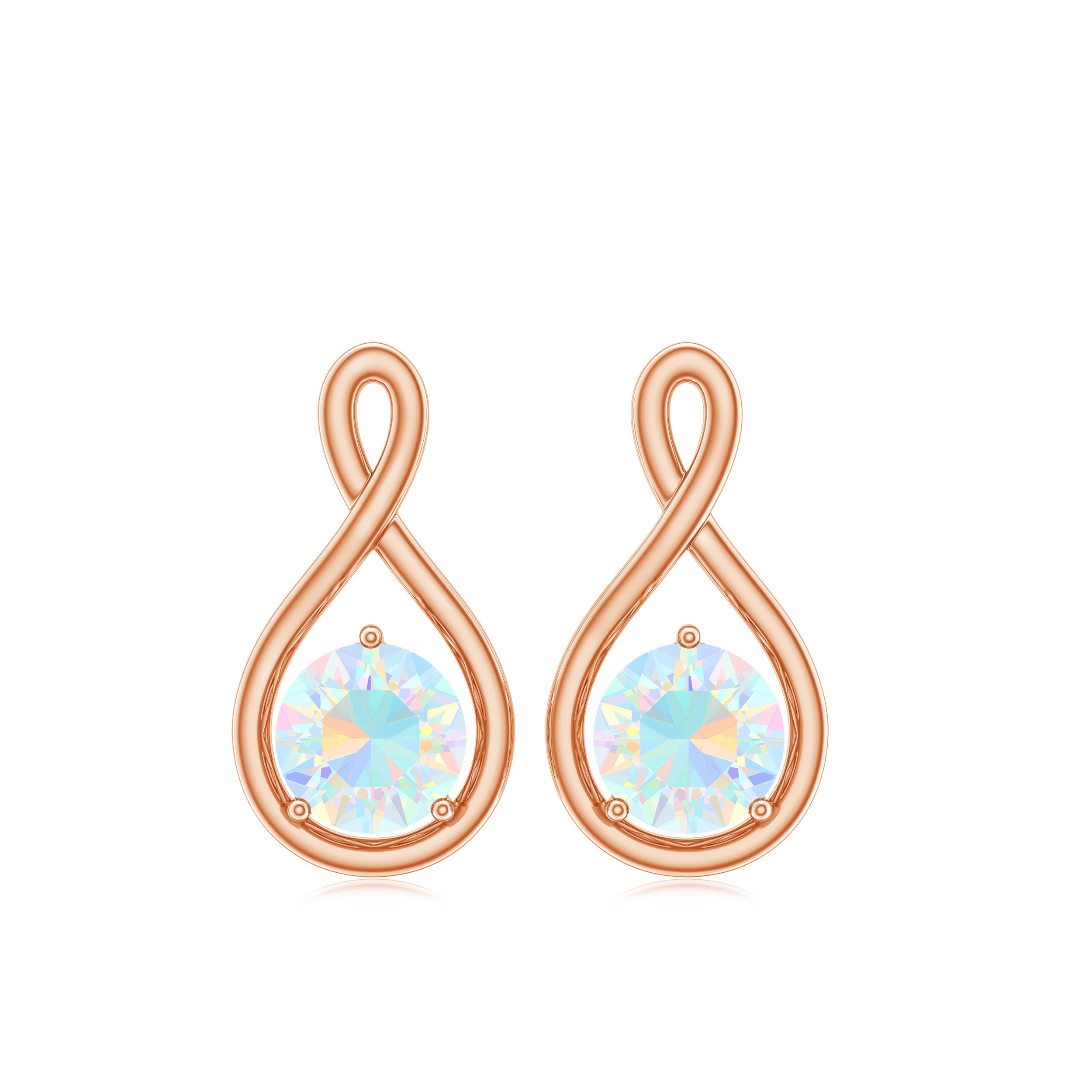 Genuine Ethiopian Opal Infinity Stud Earrings with Certificate AAA - Rosec Jewels