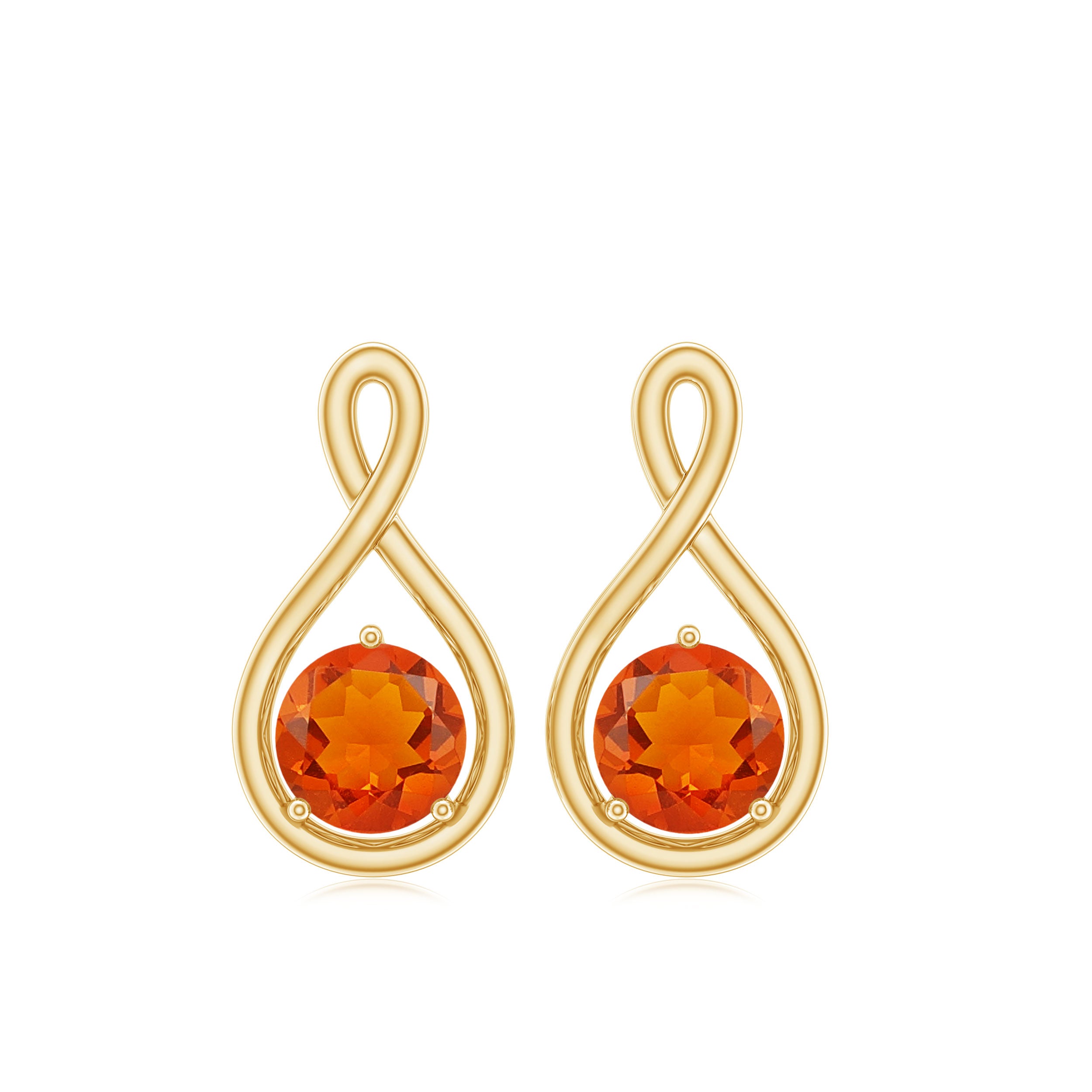 Round Cut Solitaire Fire Opal Infinity Stud Earrings AAA - Rosec Jewels