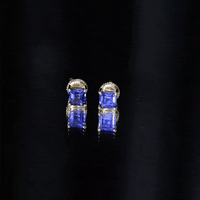 1.5 CT Princess Cut Lab Created Blue Sapphire Solitaire Stud Earrings AAAA - Rosec Jewels