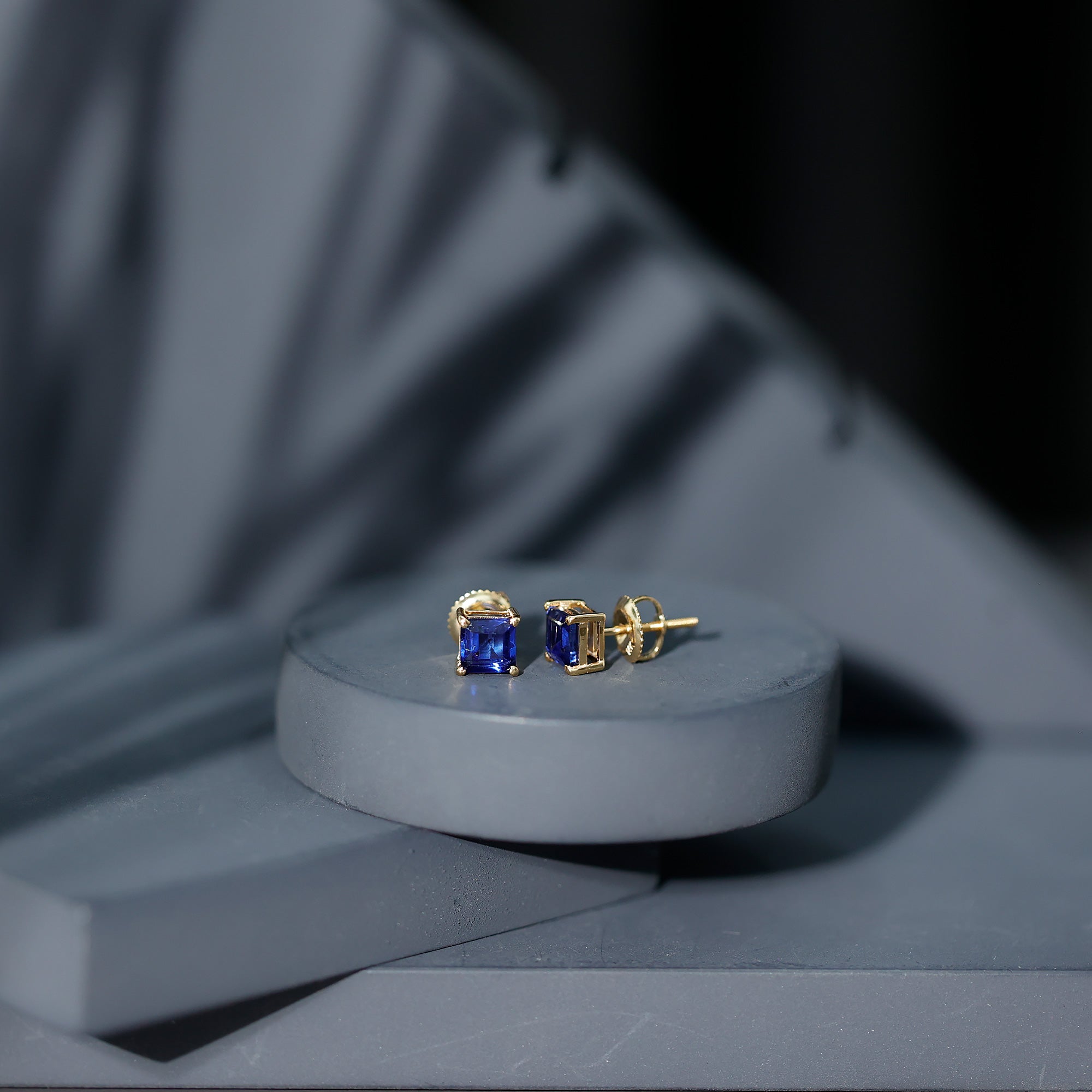 1.5 CT Princess Cut Lab Created Blue Sapphire Solitaire Stud Earrings AAAA - Rosec Jewels