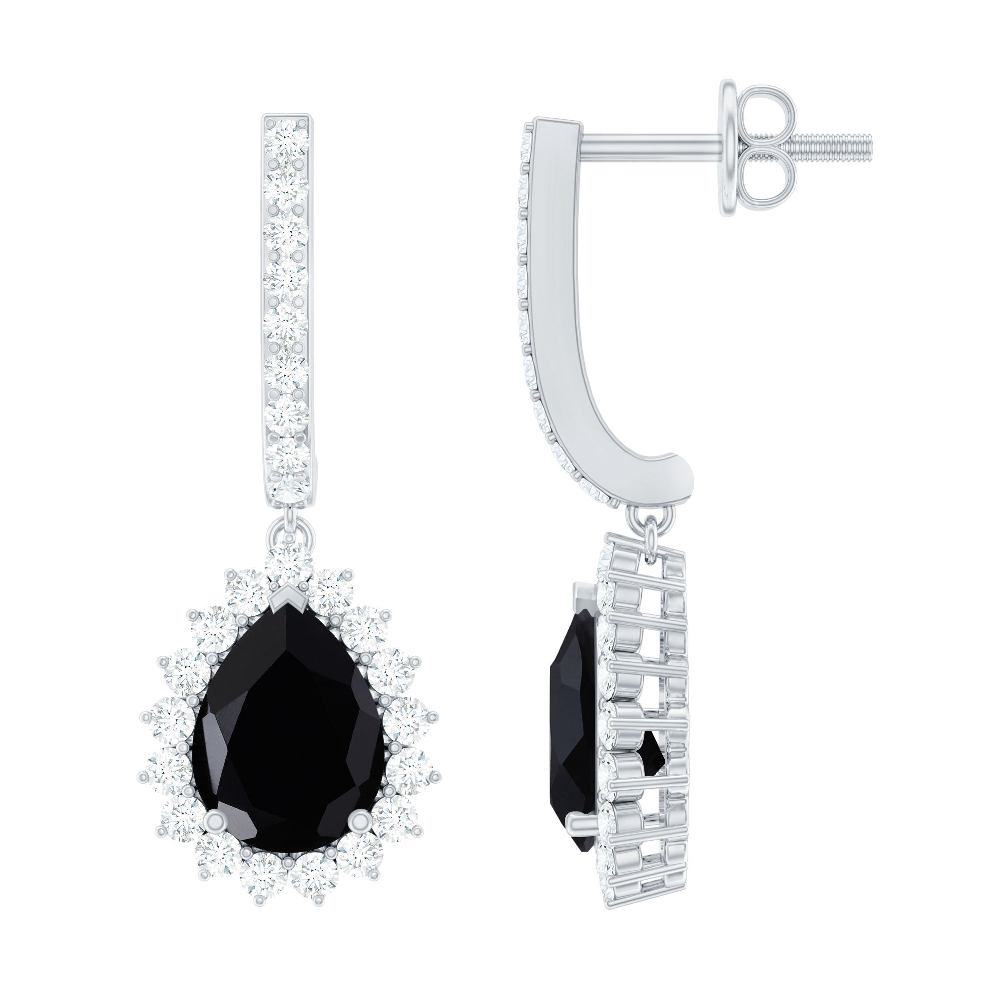 Lab Created Black Diamond Teardrop Hoop Earrings