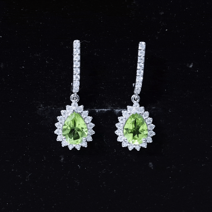 2 Carat Peridot and Diamond Bridal Teardrop Earrings AAA - Rosec Jewels
