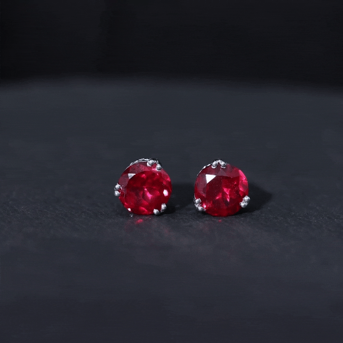 4.7 Carat Lab Created Ruby Solitaire Stud Earrings for Women AAAA - Rosec Jewels
