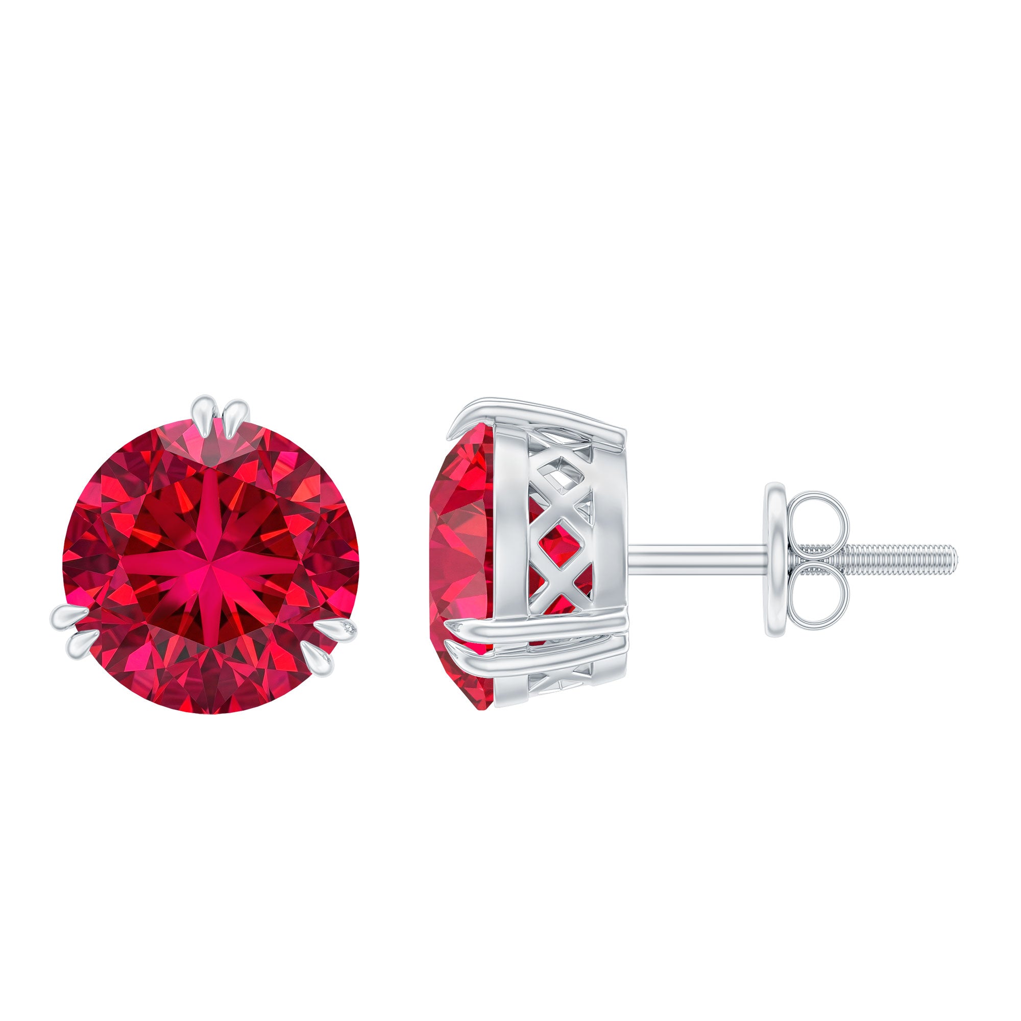 4.7 Carat Lab Created Ruby Solitaire Stud Earrings for Women AAAA - Rosec Jewels