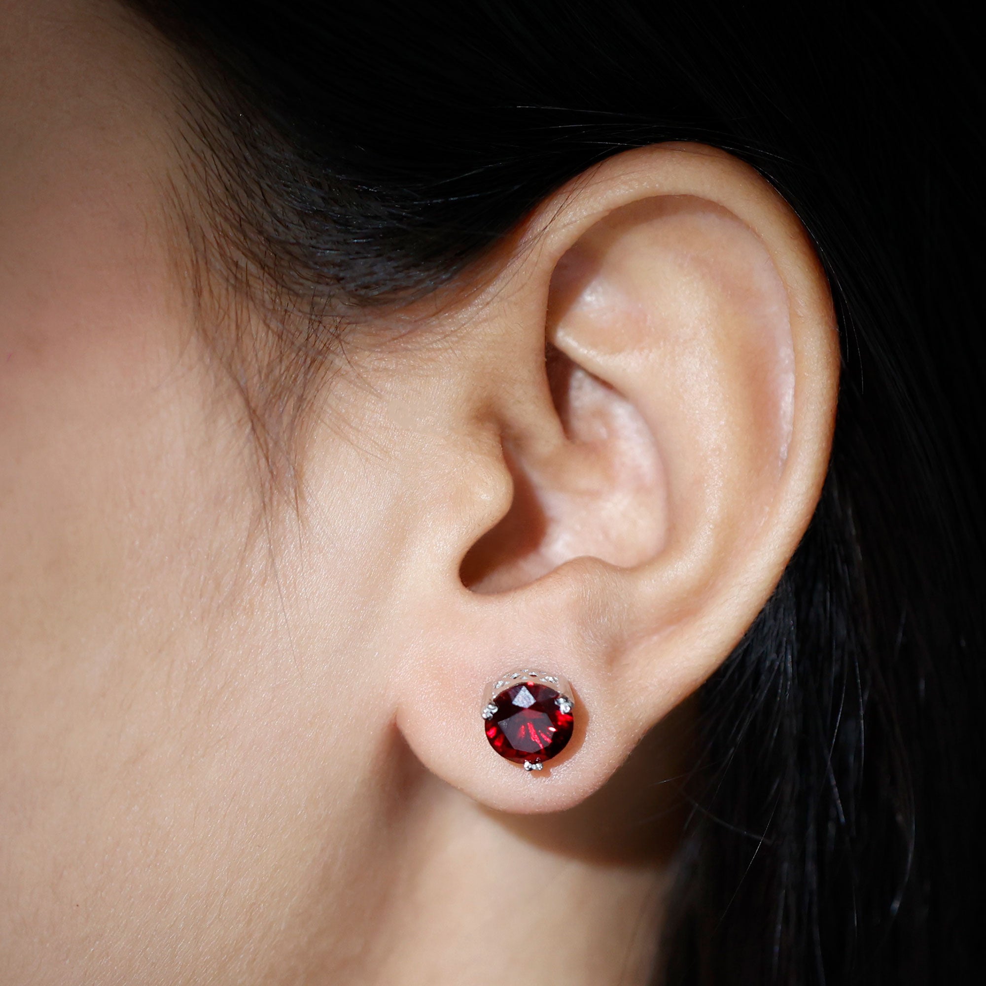 4.7 Carat Lab Created Ruby Solitaire Stud Earrings for Women AAAA - Rosec Jewels