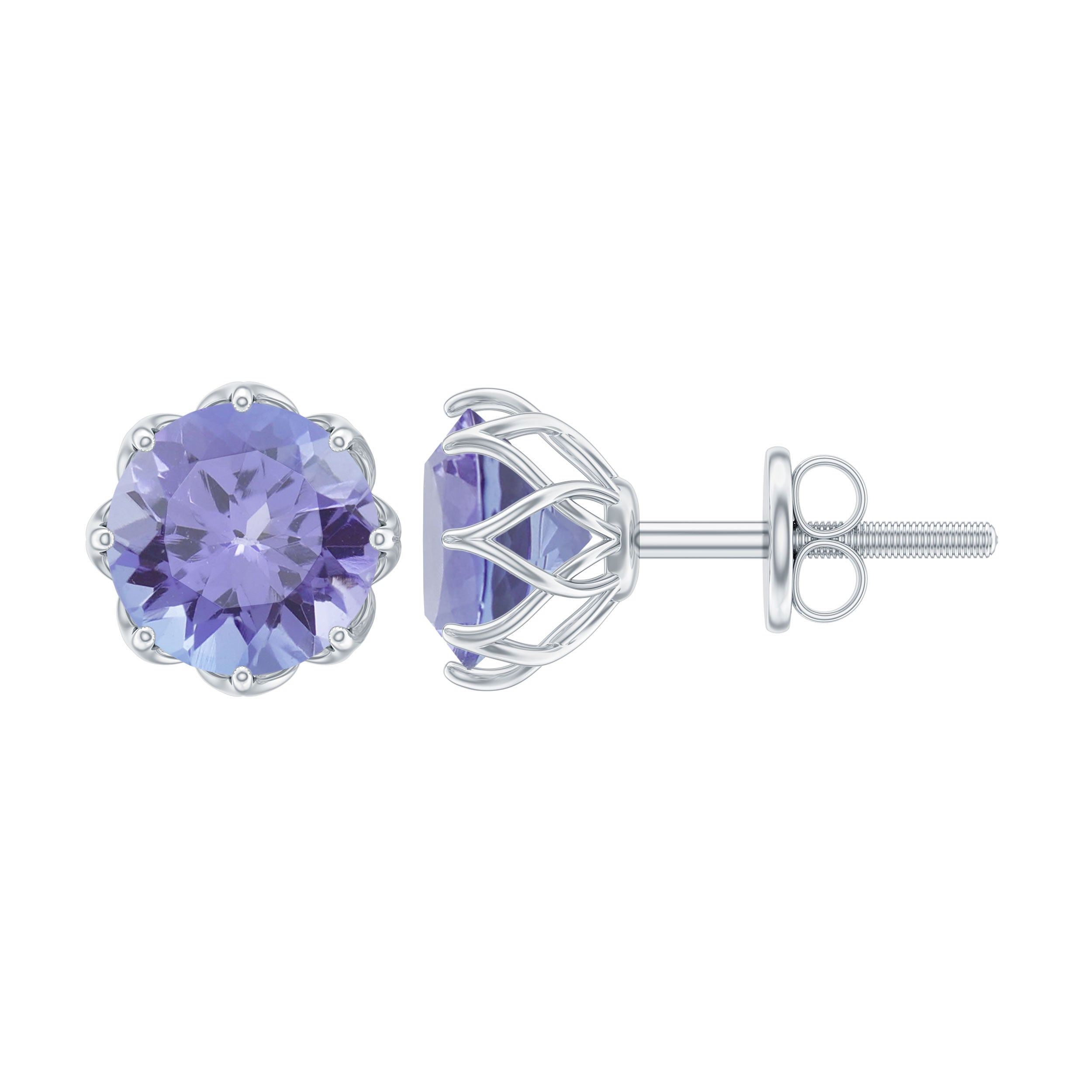 6 MM decoratieve Tanzanite Solitaire Stud Oorbellen