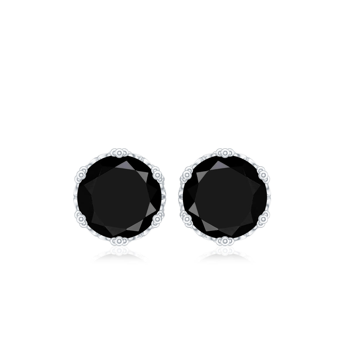 3 Carat Genuine Black Spinel Crown Stud Earrings AAA - Rosec Jewels