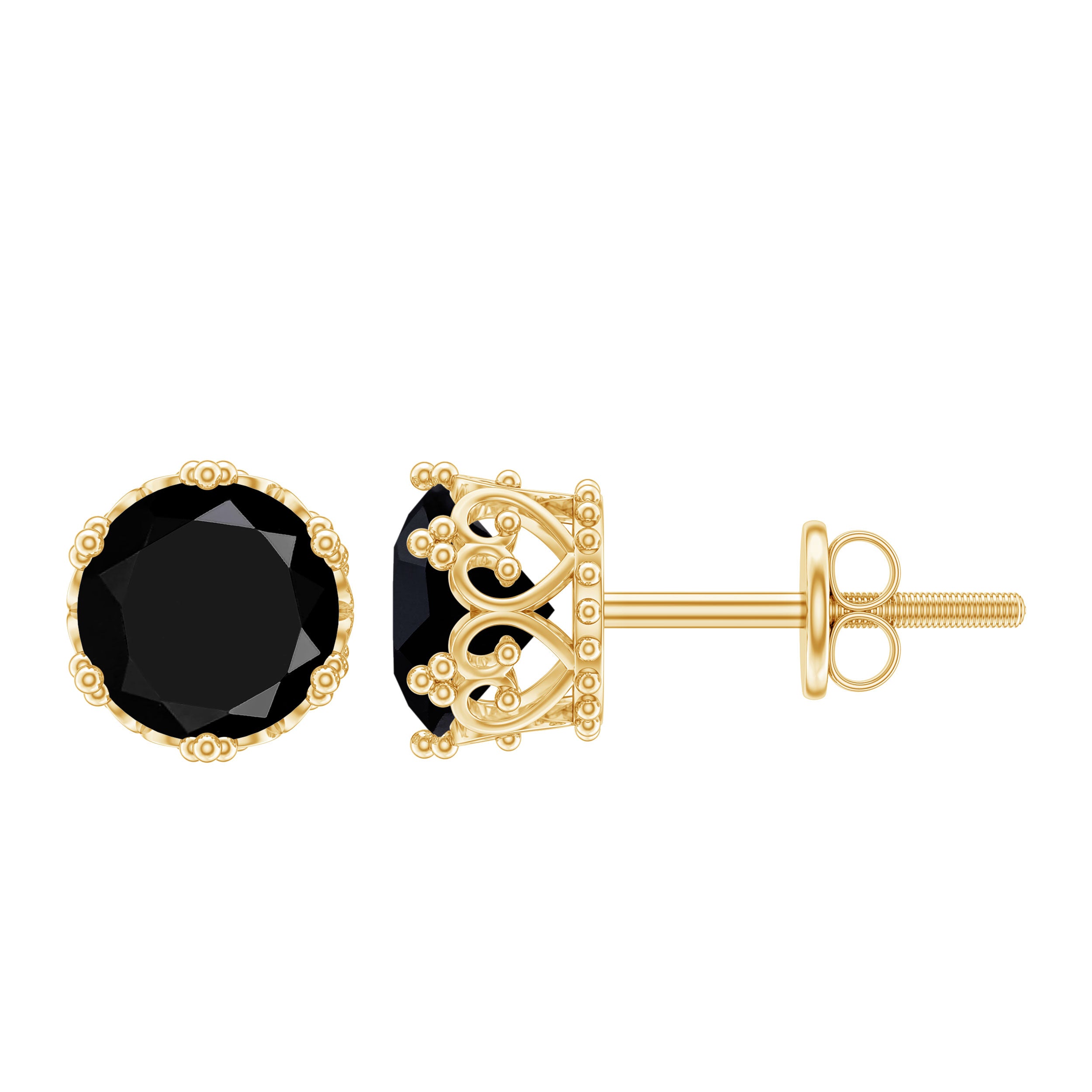 Vintage Lab Created Black Diamond Stud Earrings For Women AAAA ( Synthetic ) - Rosec Jewels