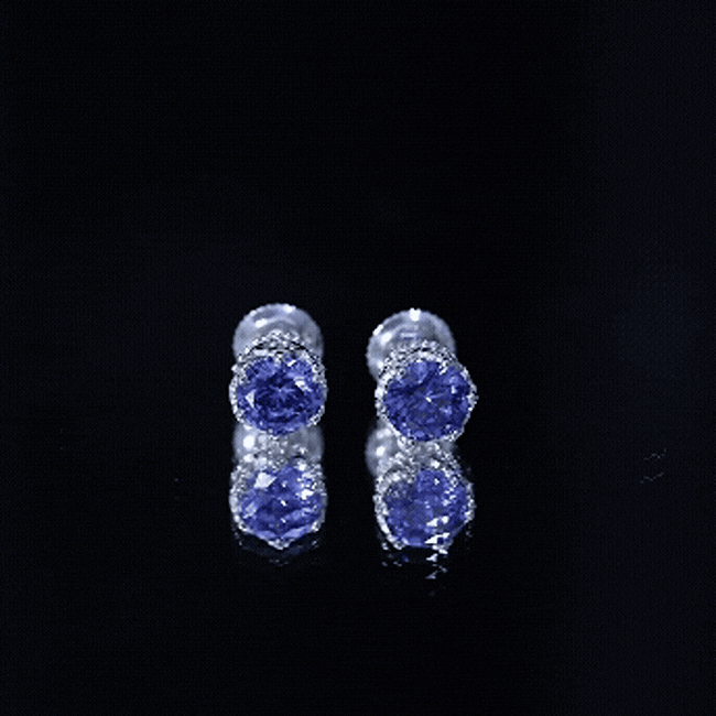 2 CT Created Blue Sapphire Solitaire Crown Stud Earrings AAAA - Rosec Jewels