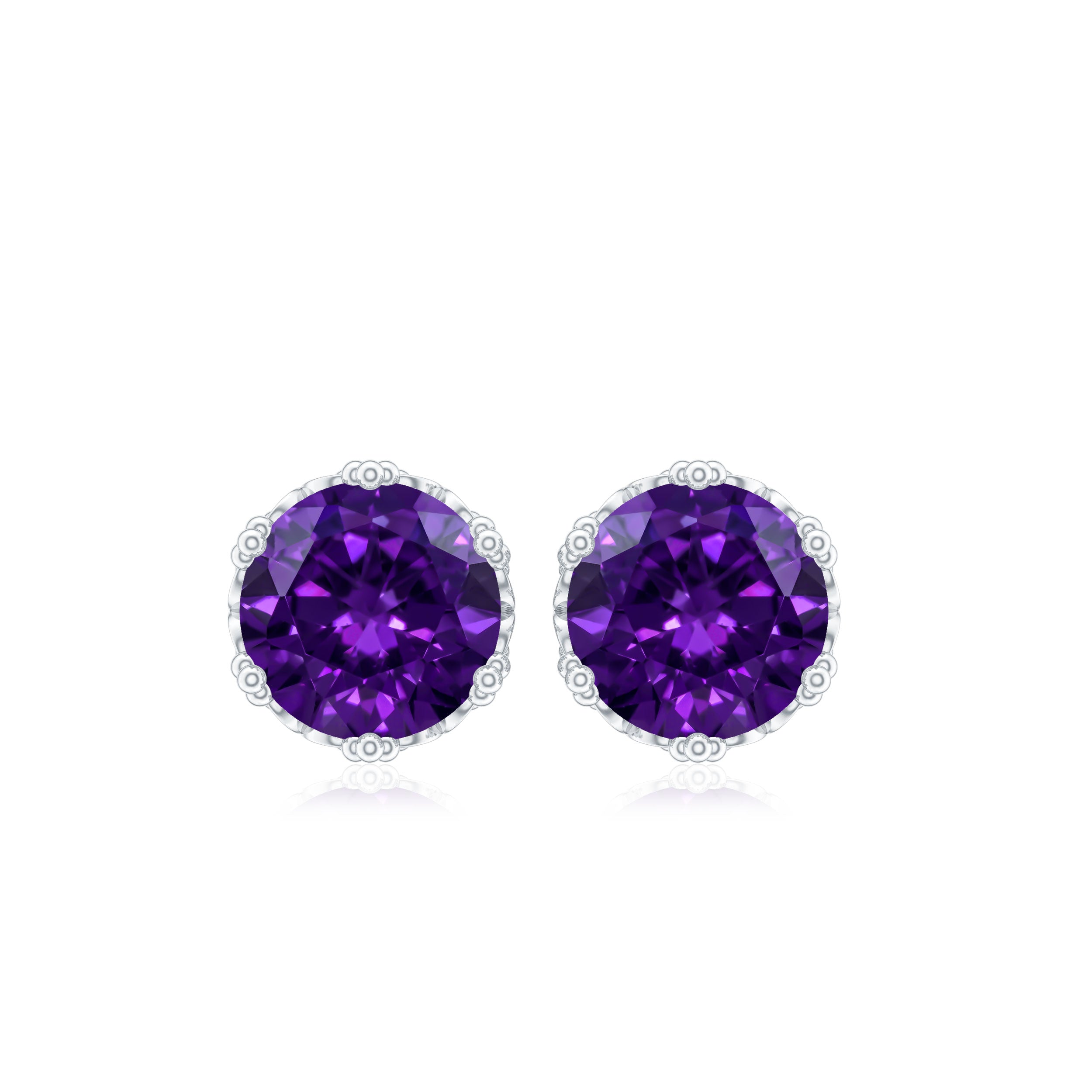 Genuine Amethyst Stud Earrings with Certificate AAA - Rosec Jewels