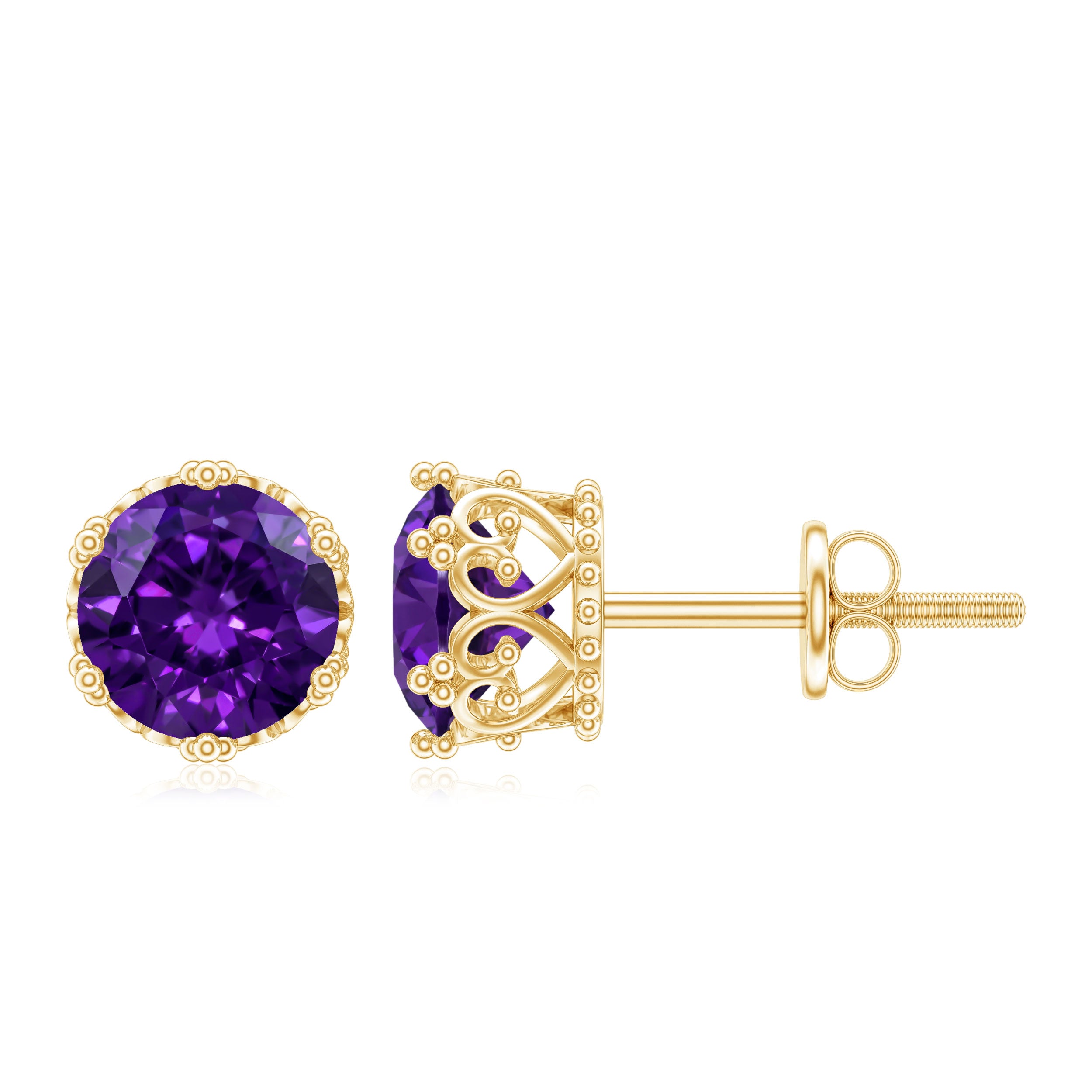 Genuine Amethyst Stud Earrings with Certificate AAA - Rosec Jewels