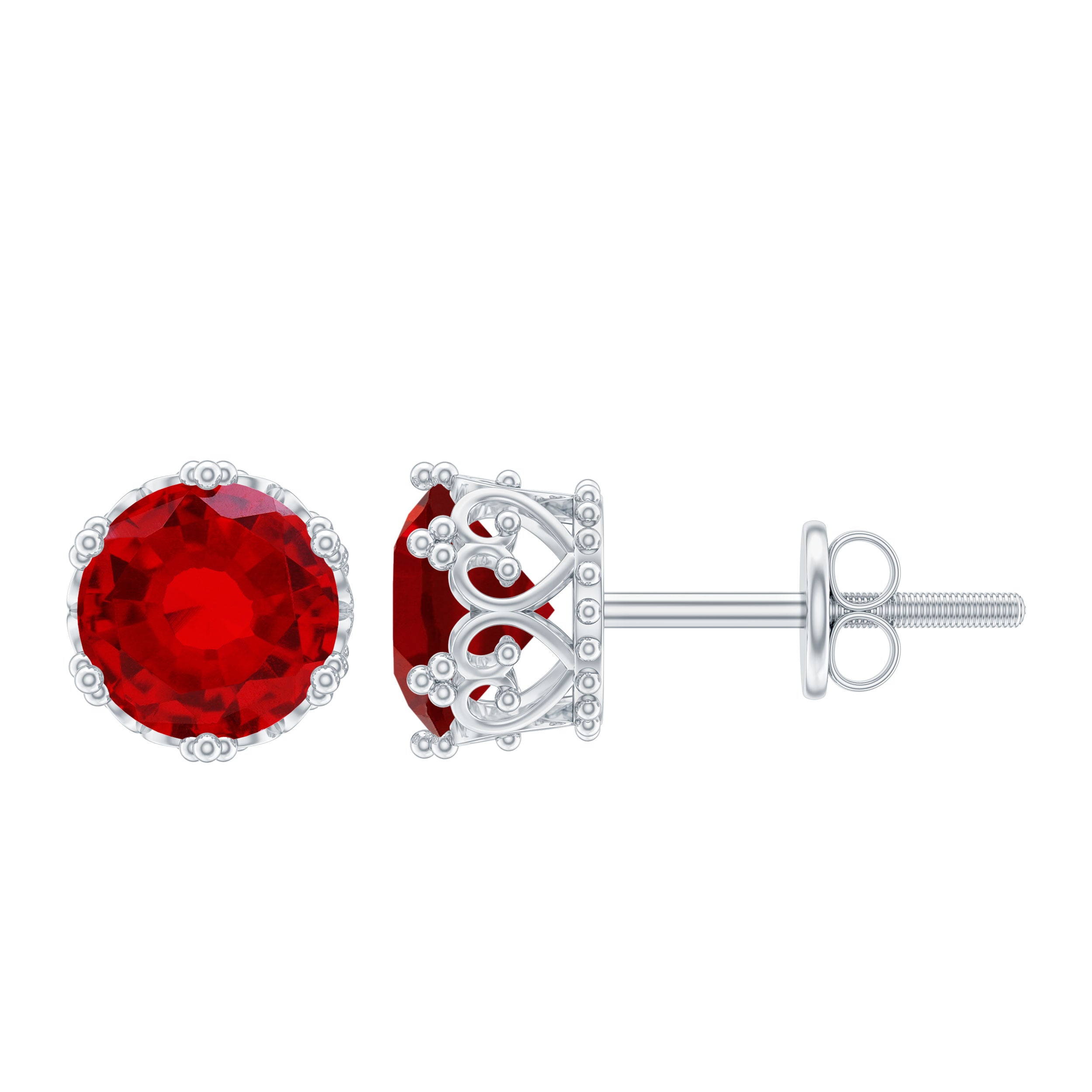 2.7 Carat Lab Created Ruby Solitaire Stud Earrings AAAA - Rosec Jewels