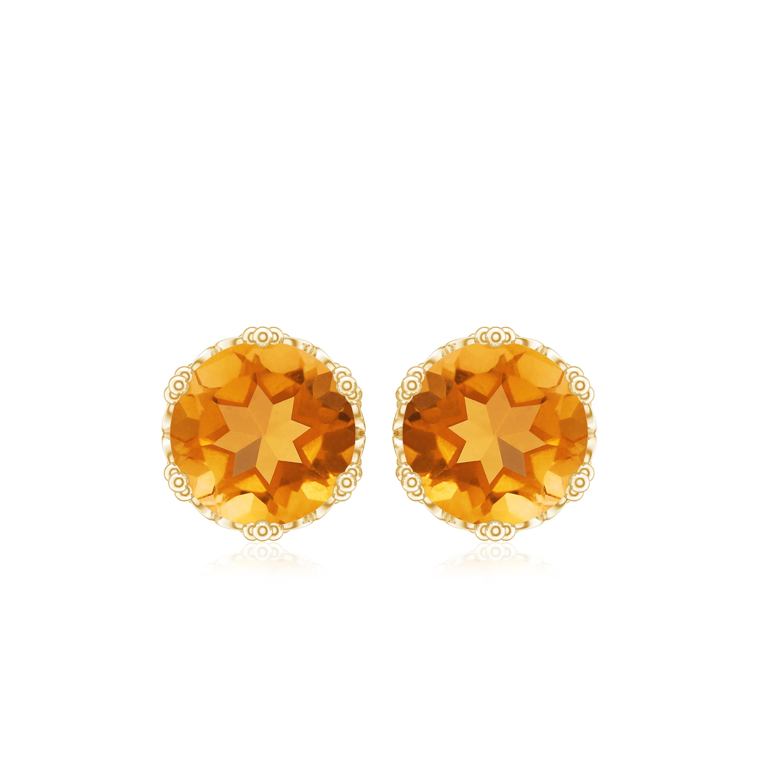 Certified Real 2.4 Carat Citrine Crown Earrings with Screw Back AAA - Rosec Jewels