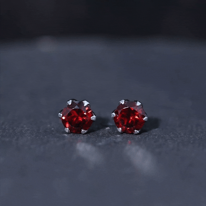 Genuine 3.4 Carat Round Cut Garnet Solitaire Stud Earrings AAA - Rosec Jewels