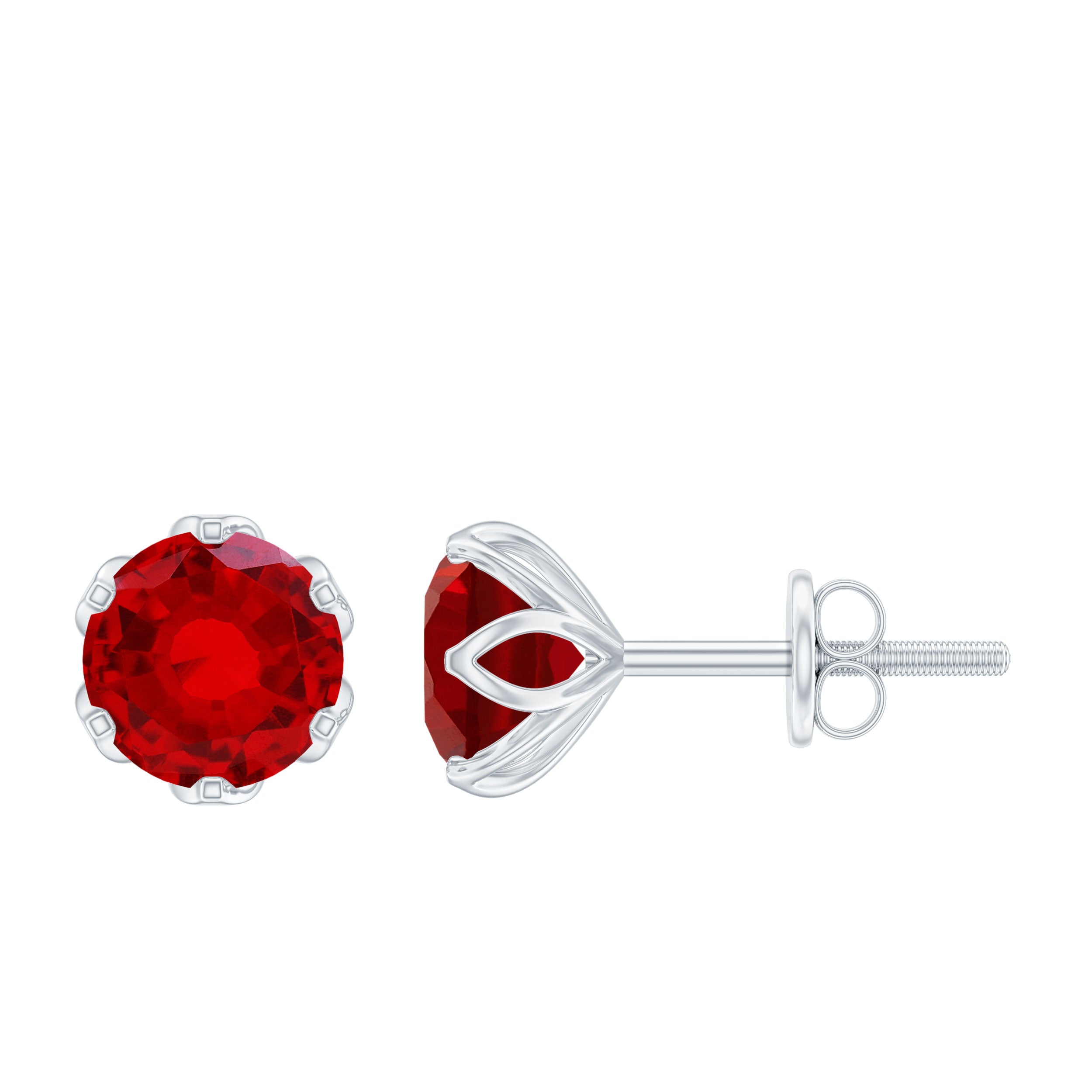 2.7 Carat Round Cut Lab Created Ruby Stud Earrings for Women AAAA - Rosec Jewels