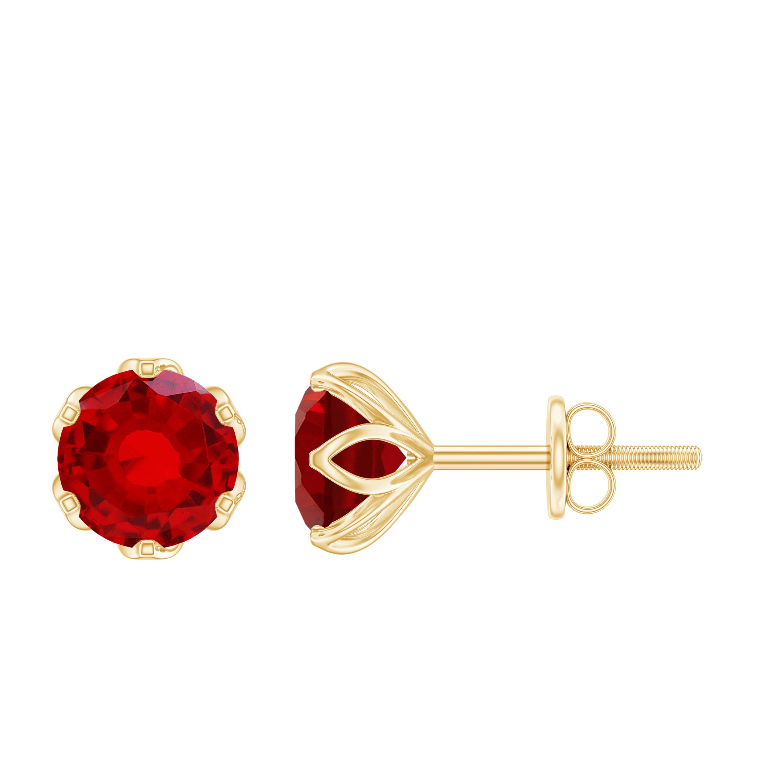 2.7 Carat Round Cut Lab Created Ruby Stud Earrings for Women AAAA - Rosec Jewels