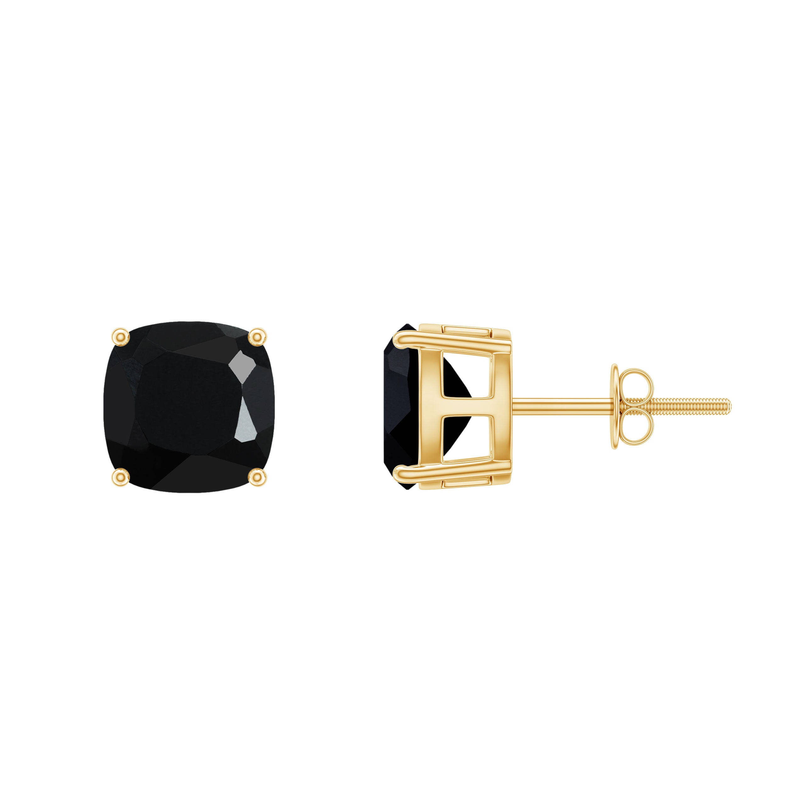 5.6 Carat Cushion Cut Created Black Diamond Stud Earrings AAAA ( Synthetic ) - Rosec Jewels