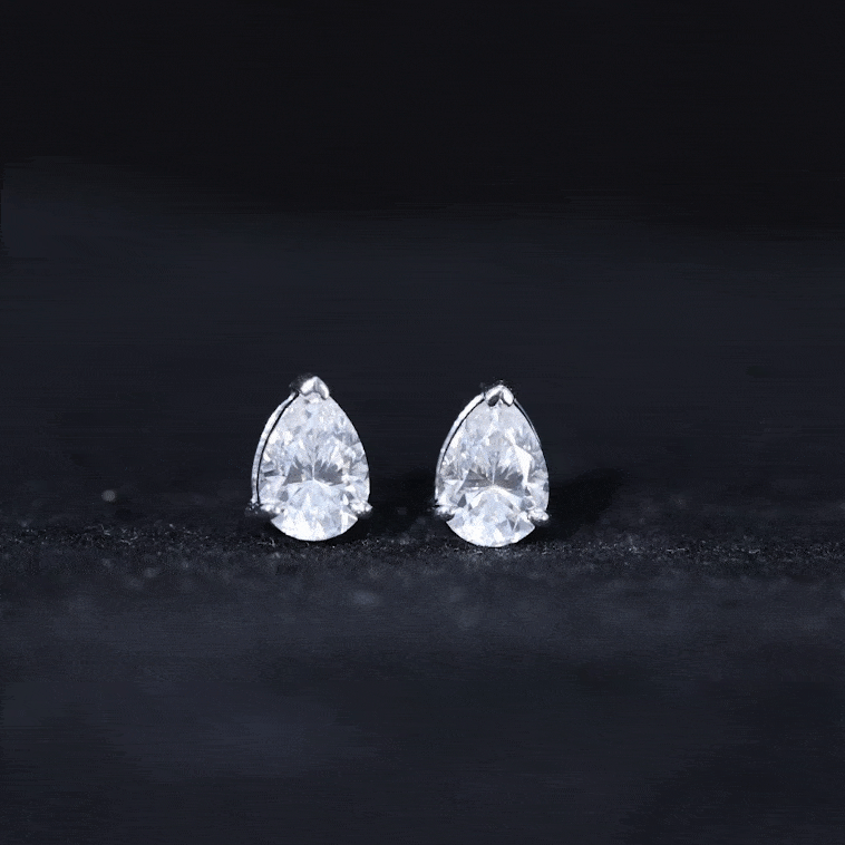 5X7MM Pear Cut Moissanite Teardrop Stud Earrings D-VS1 - Rosec Jewels