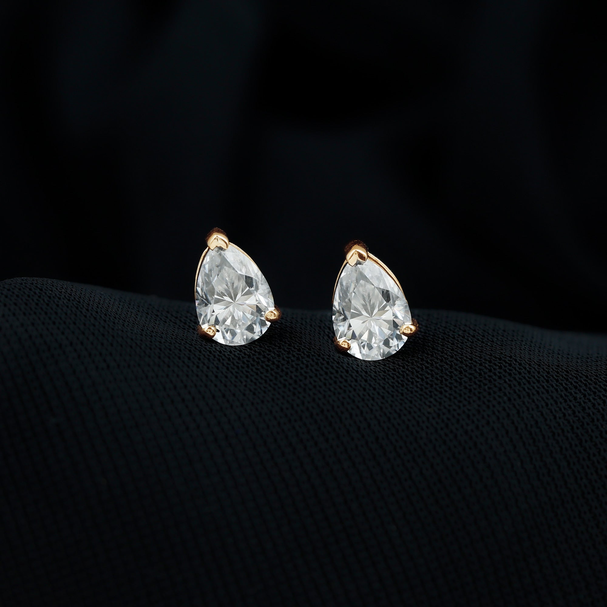1.5 Carat Pear Cut Moissanite Teardrop Stud Earrings D-VS1 - Rosec Jewels