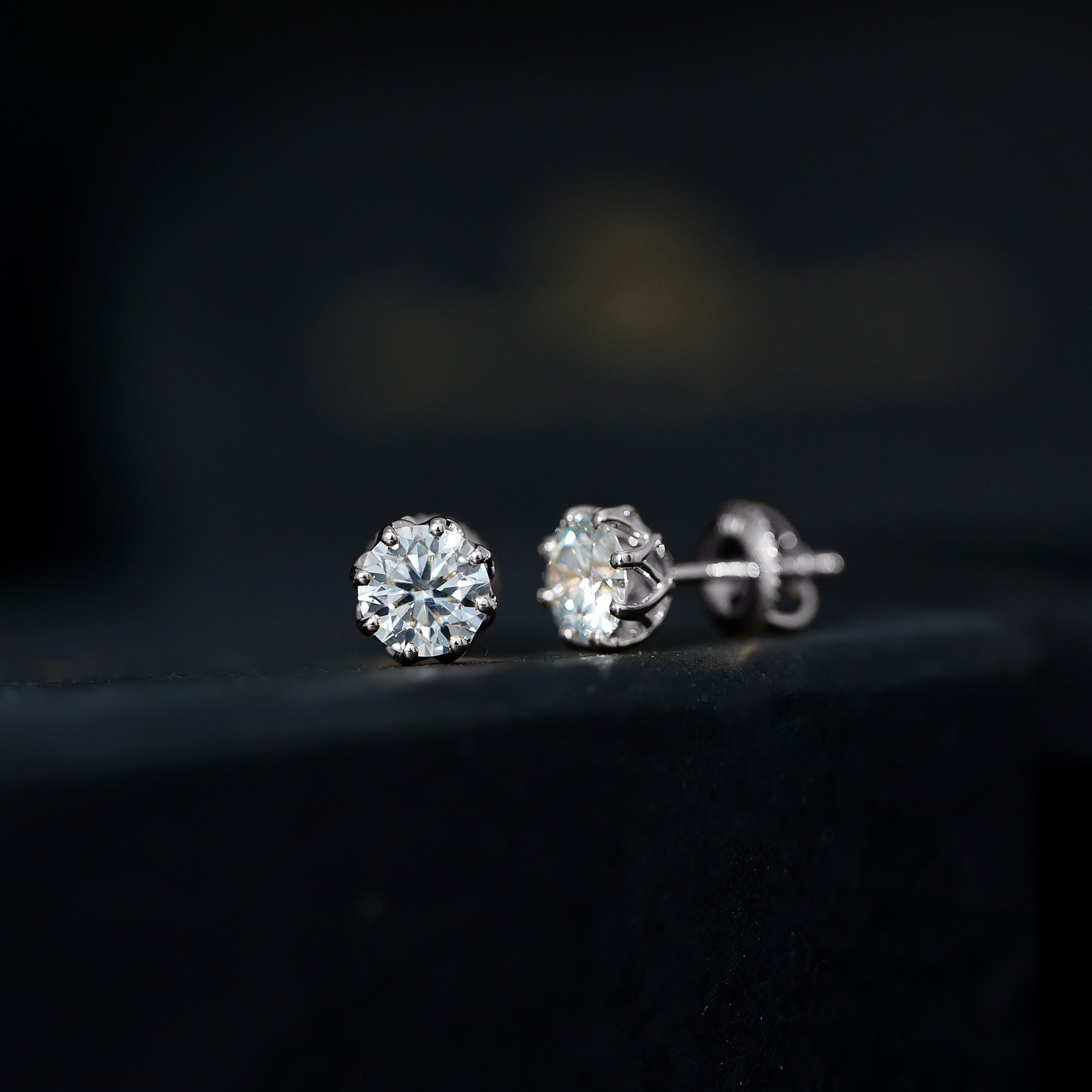 Certified Brilliant Cut 2 CT Moissanite Solitaire Stud Earrings D-VS1 - Rosec Jewels