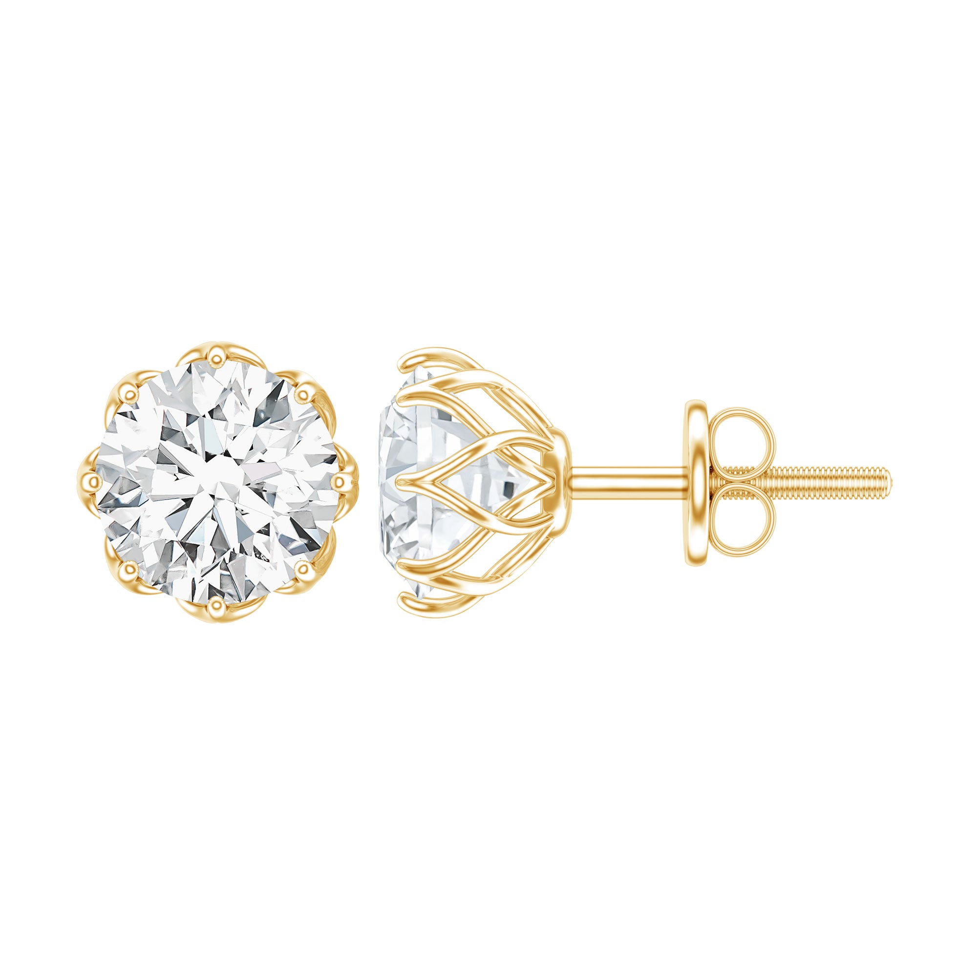 Certified Brilliant Cut 2 CT Moissanite Solitaire Stud Earrings D-VS1 - Rosec Jewels