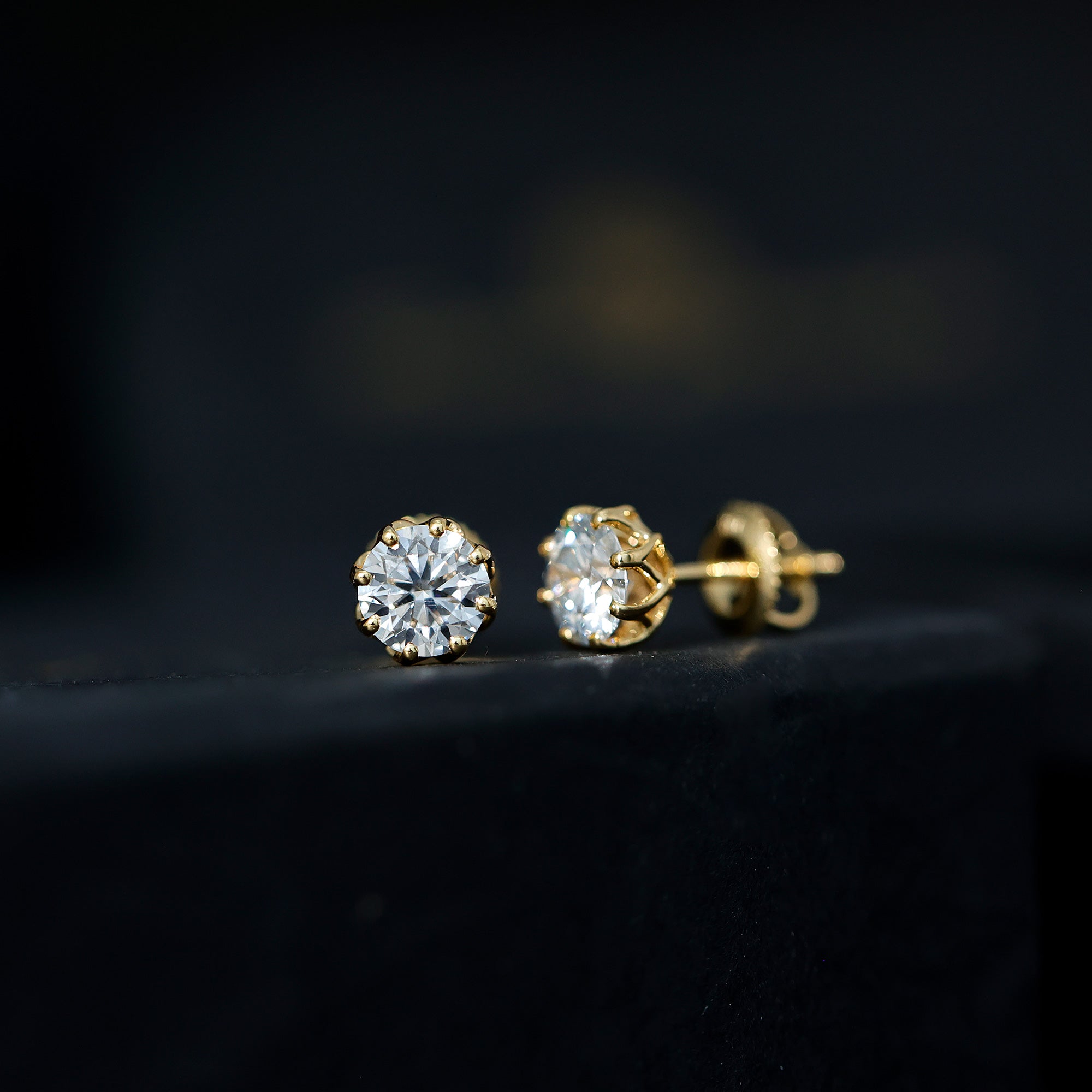 Certified Brilliant Cut 2 CT Moissanite Solitaire Stud Earrings D-VS1 - Rosec Jewels