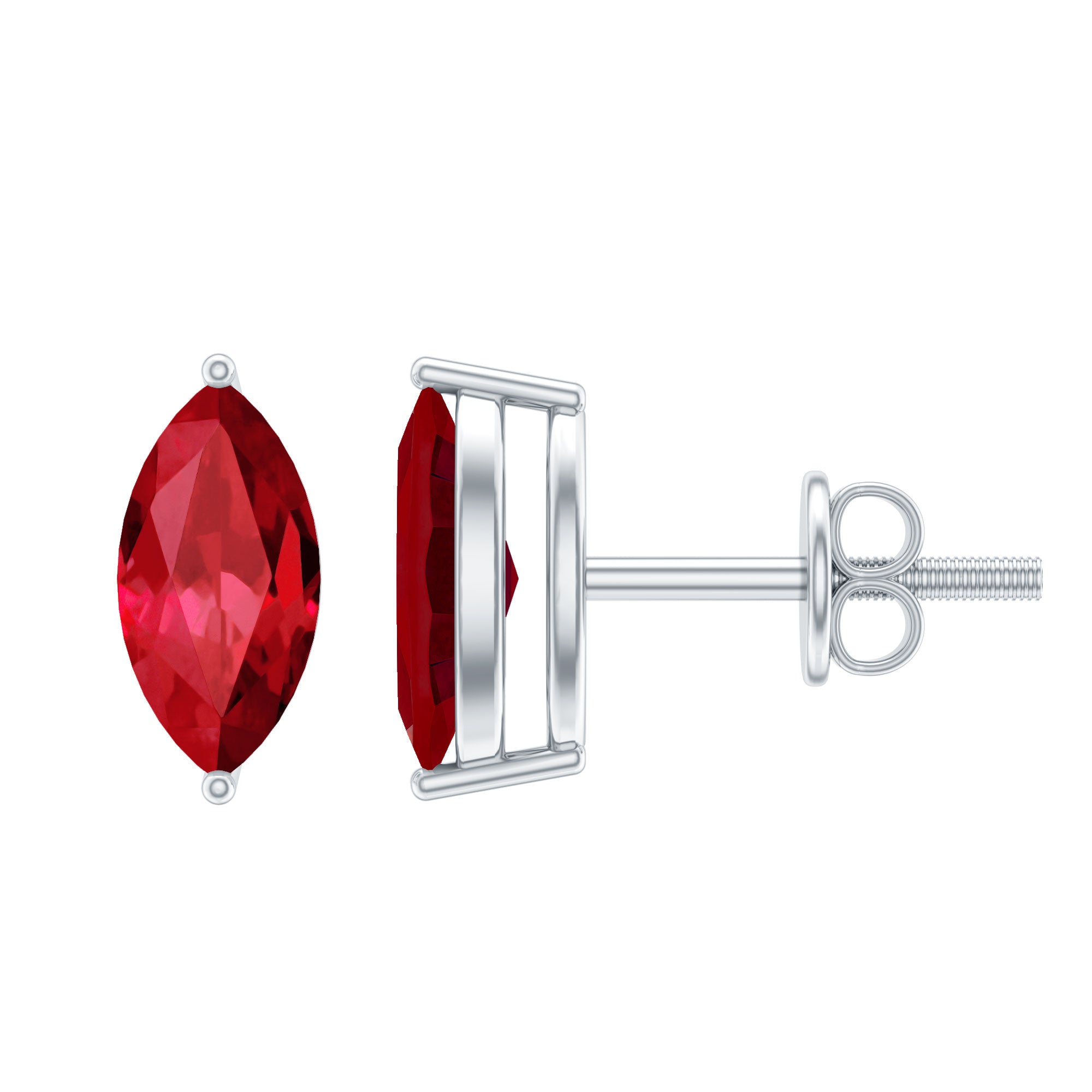 1.5 Carat Marquise Cut Lab Grown Ruby Stud Earrings AAAA - Rosec Jewels