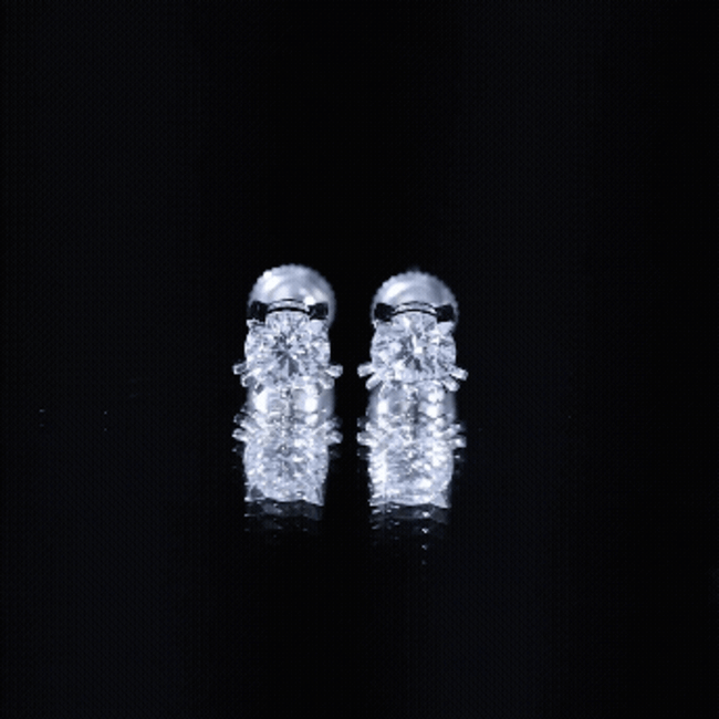 Dainty Round Shape Moissanite Cat Stud Earrings D-VS1 - Rosec Jewels