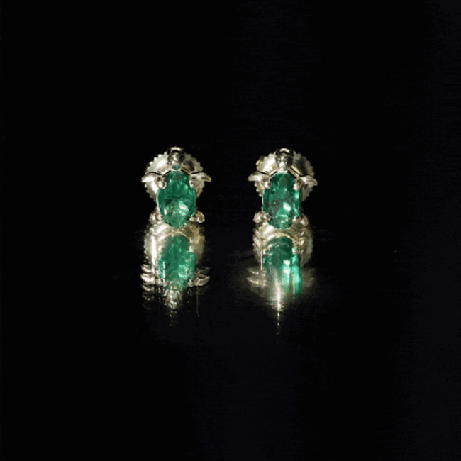 1 Carat Oval Shape Lab Created Emerald Cute Turtle Stud Earrings AAAA - Rosec Jewels