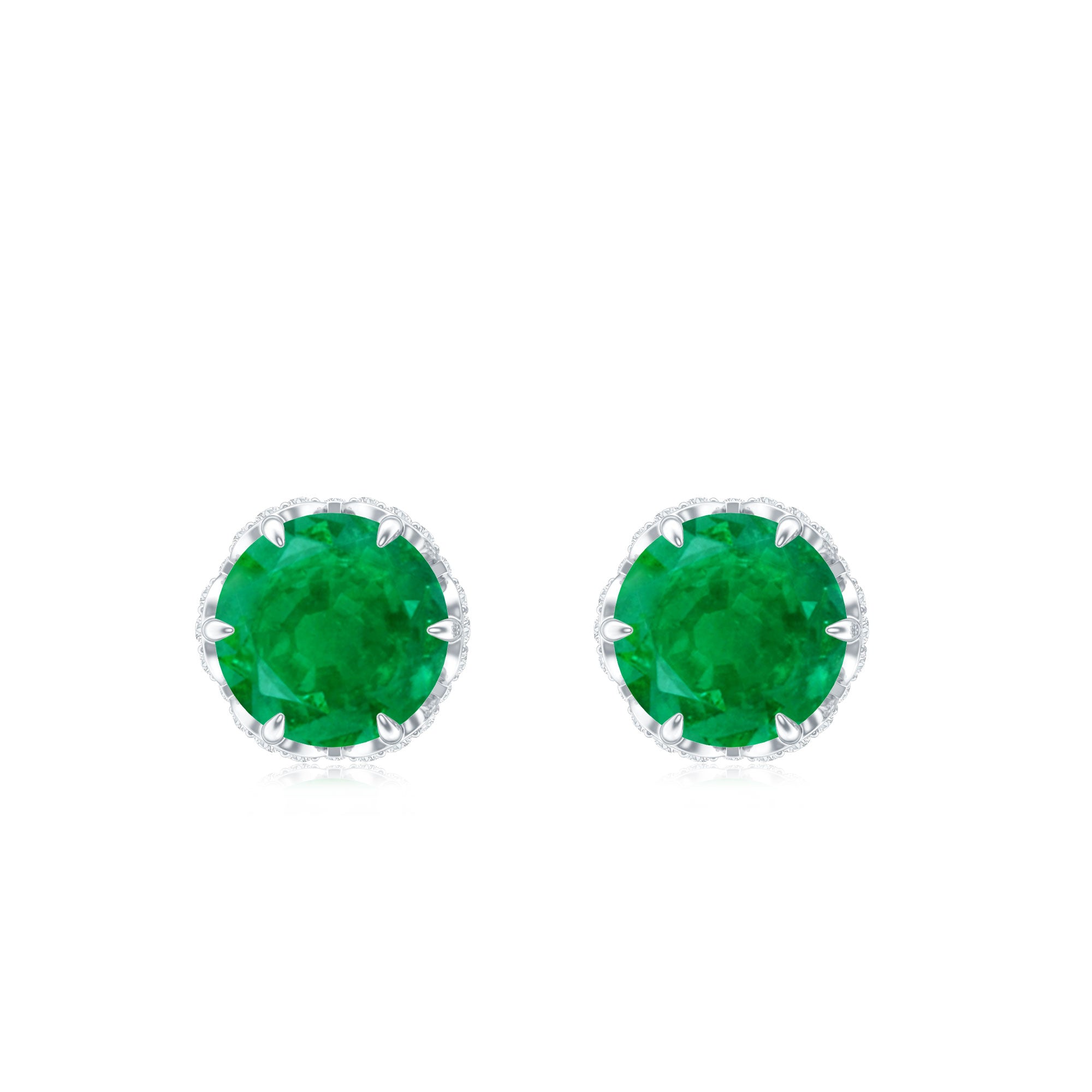 Designer Emerald Diamond Stud Earrings with Screw Back AAA - Rosec Jewels