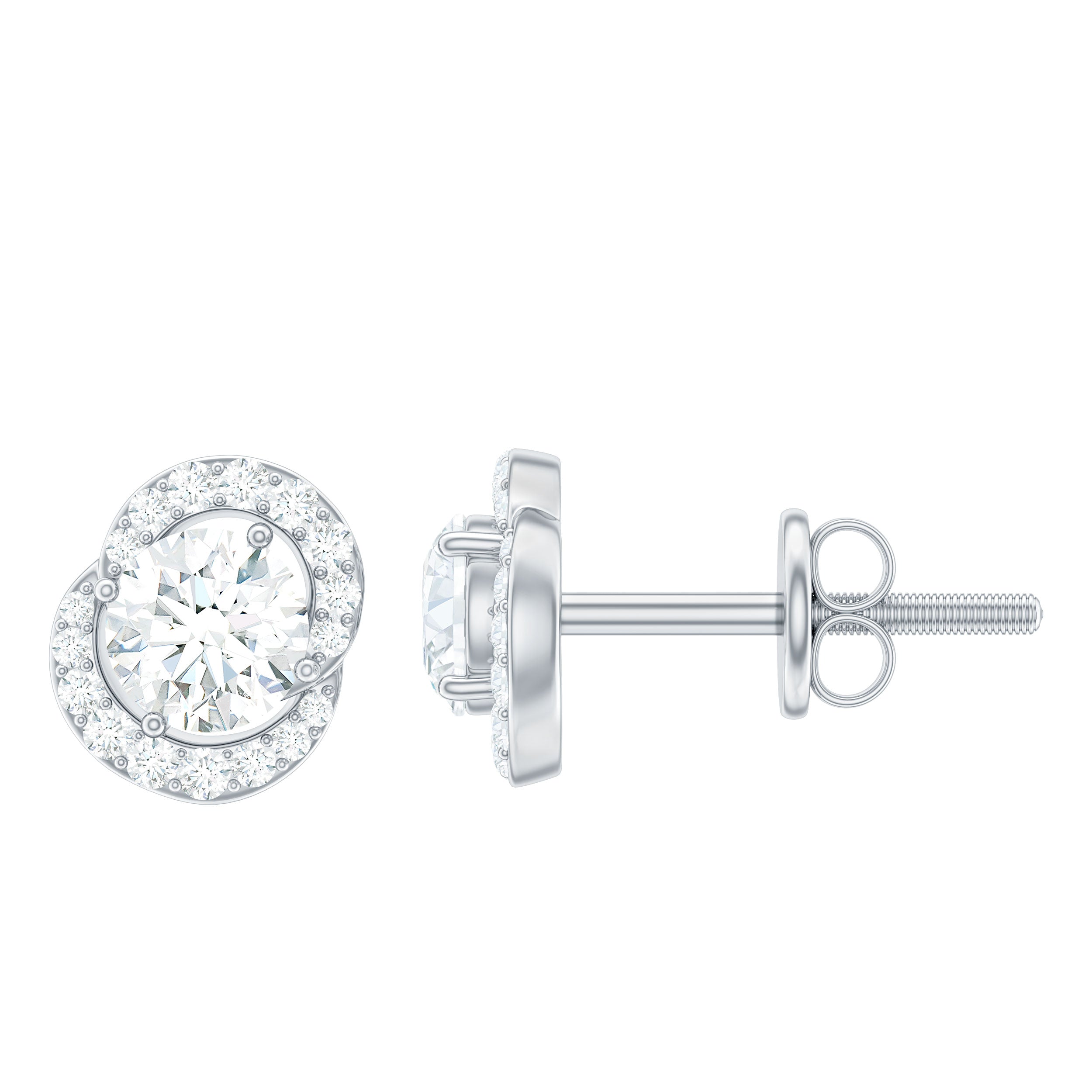 Certified Moissanite Minimal Stud Earrings with Accent