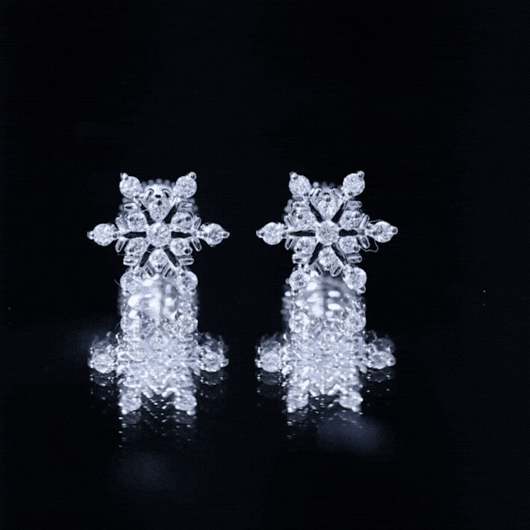 Lab Created Diamond Snowflake Stud Earrings With Screw Back Lab - ( EF-VS ) - Rosec Jewels